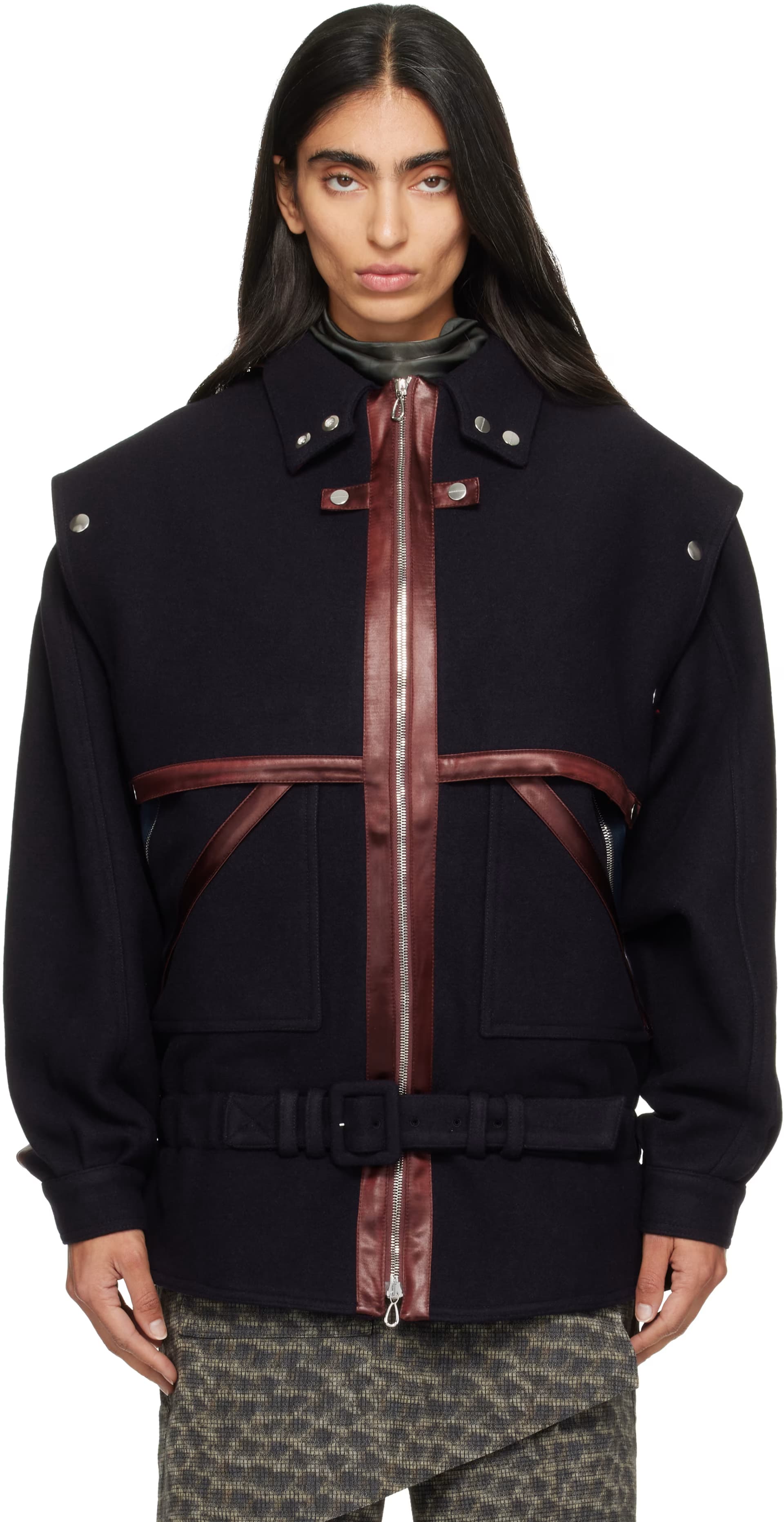 Navy Heron Belted Jacket by Kiko Kostadinov