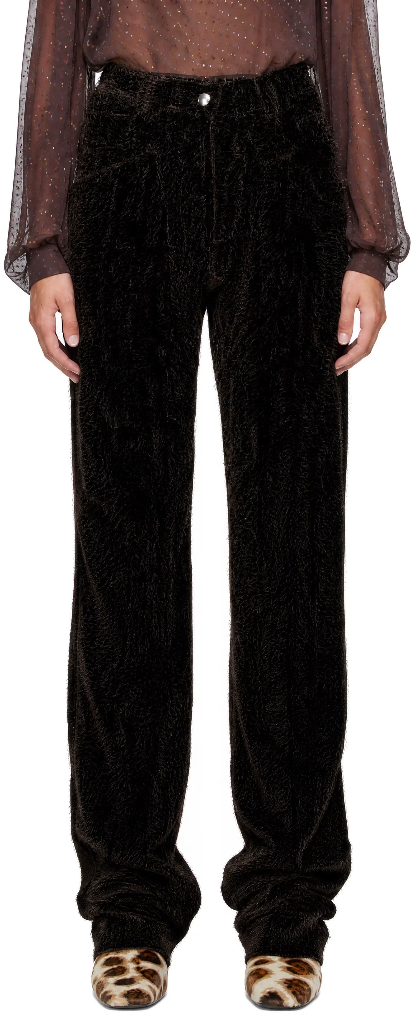 Black & Brown Cassowary Trousers by Kiko Kostadinov
