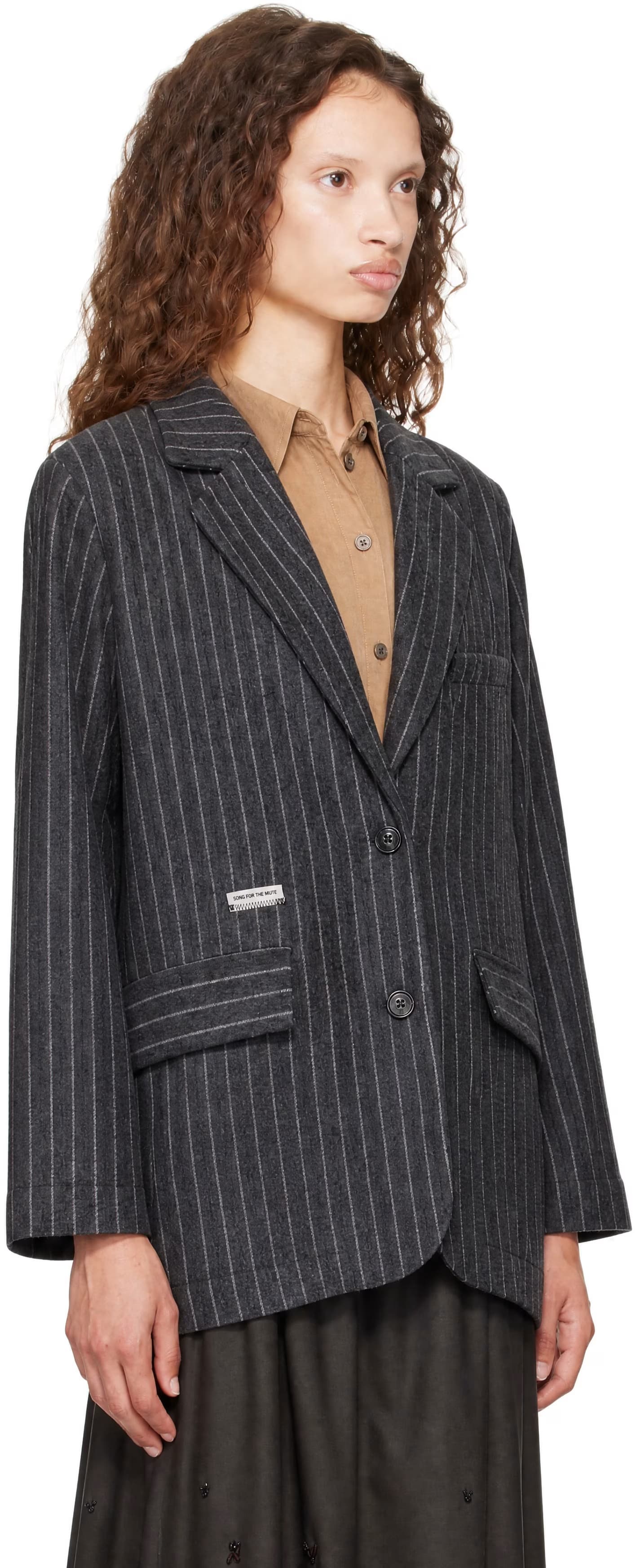 Gray Single Breasted Over Blazer 2
