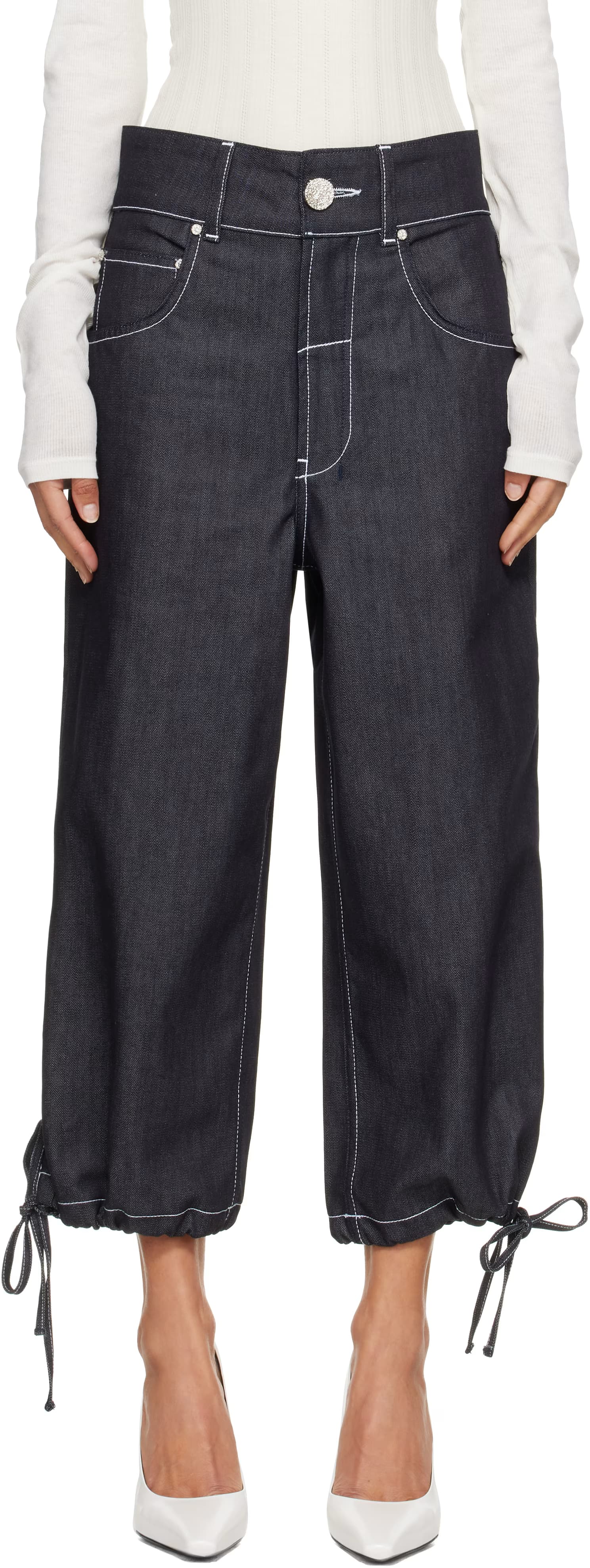 Navy Duo Capri Jeans by Veneda Carter