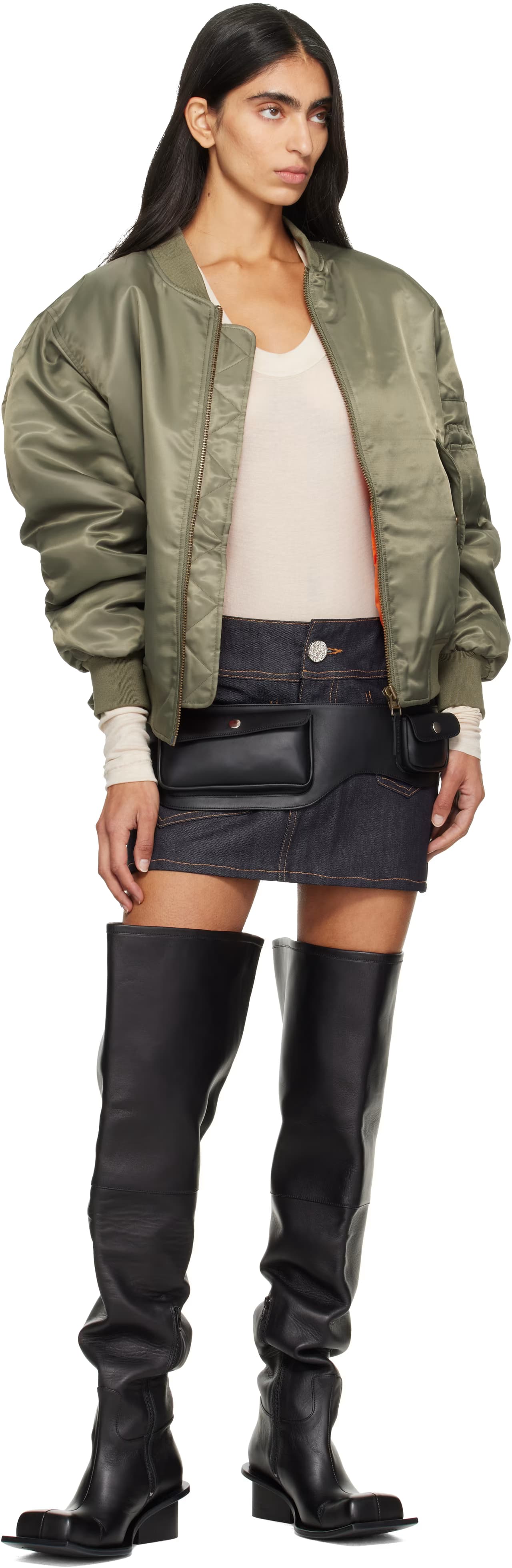 Navy Low Rise Denim Miniskirt by Veneda Carter