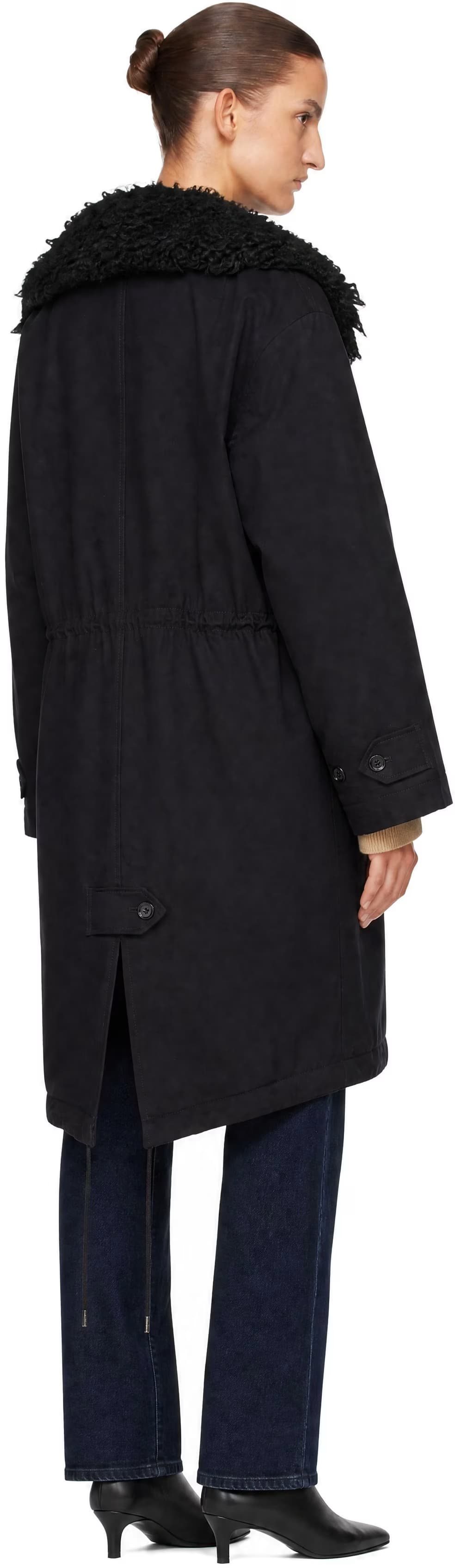 Black Shearling Cotton Parka Coat 3