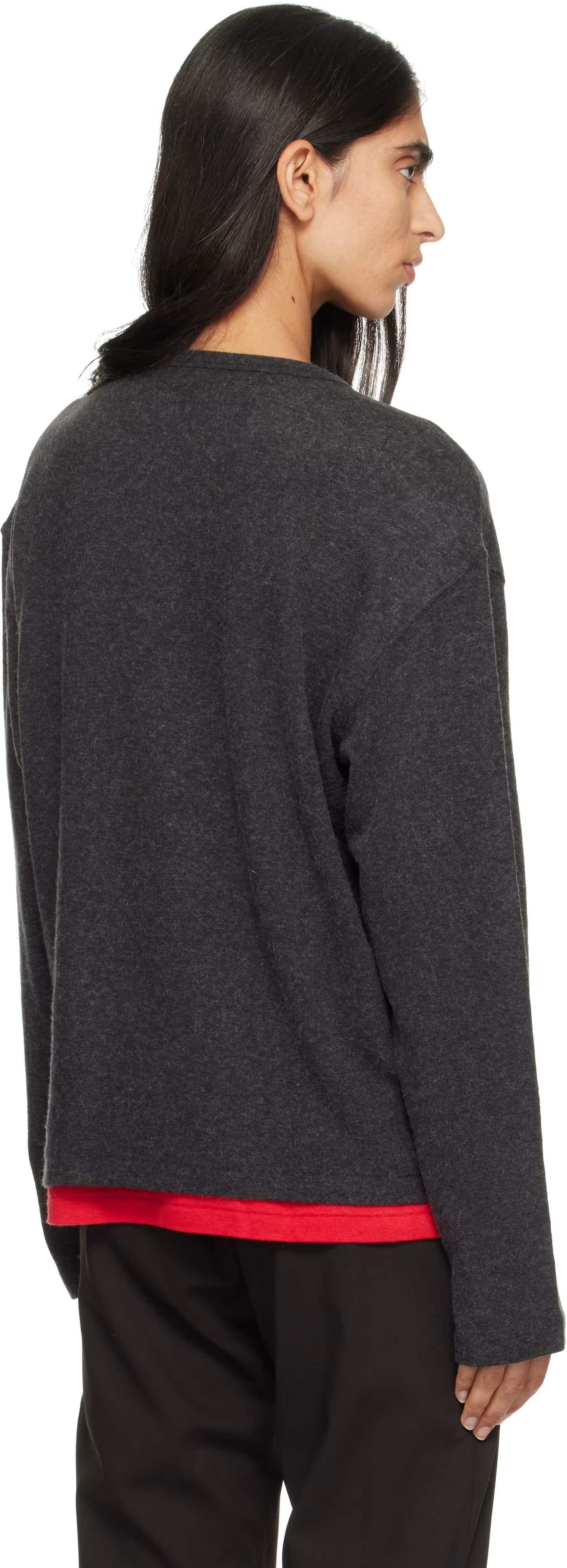 Gray Hairy Neck Layered Henley 3