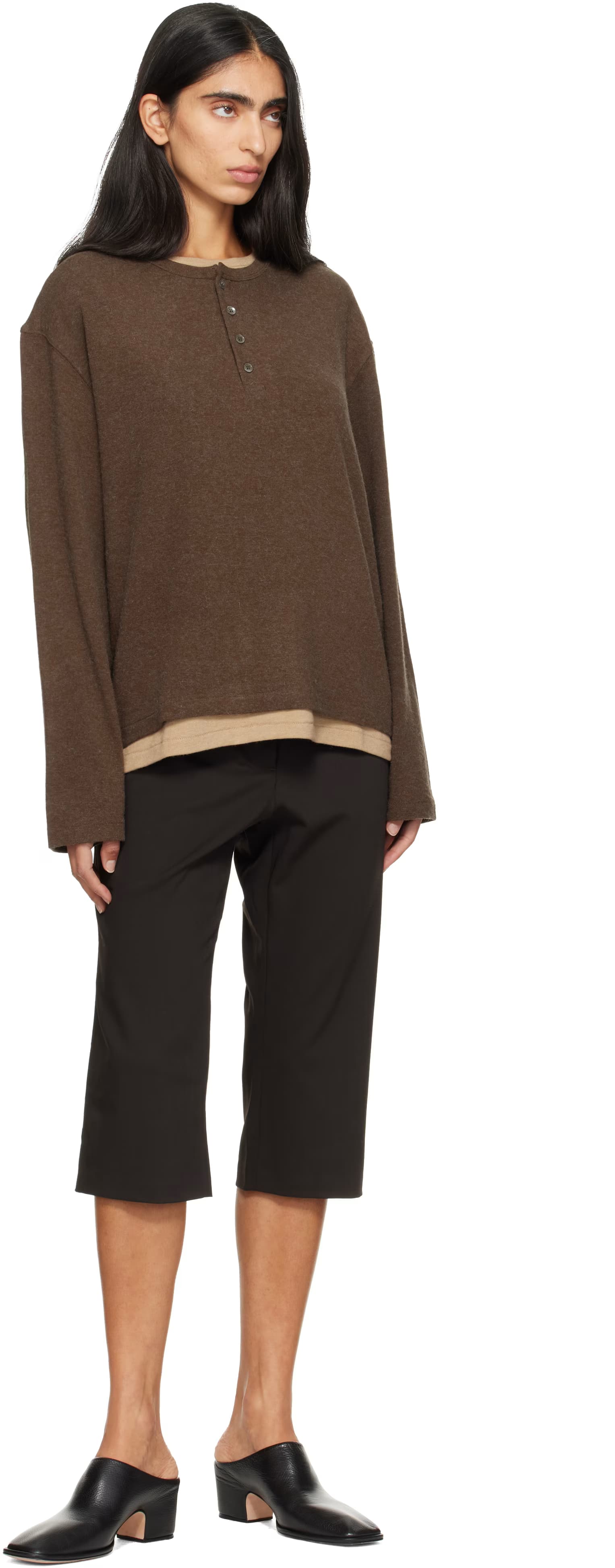 Khaki Hairy Neck Layered Henley 4
