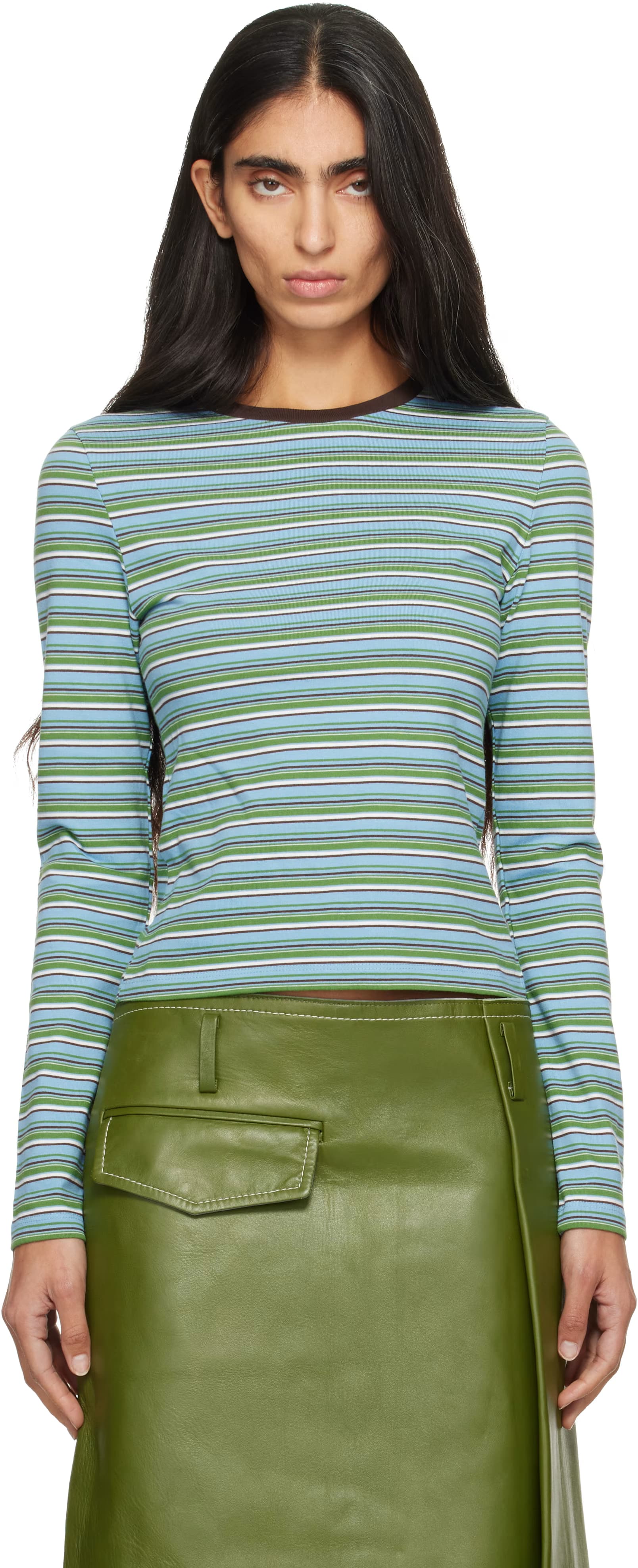Blue Multi Stripe Long Sleeve T-shirt by COOR