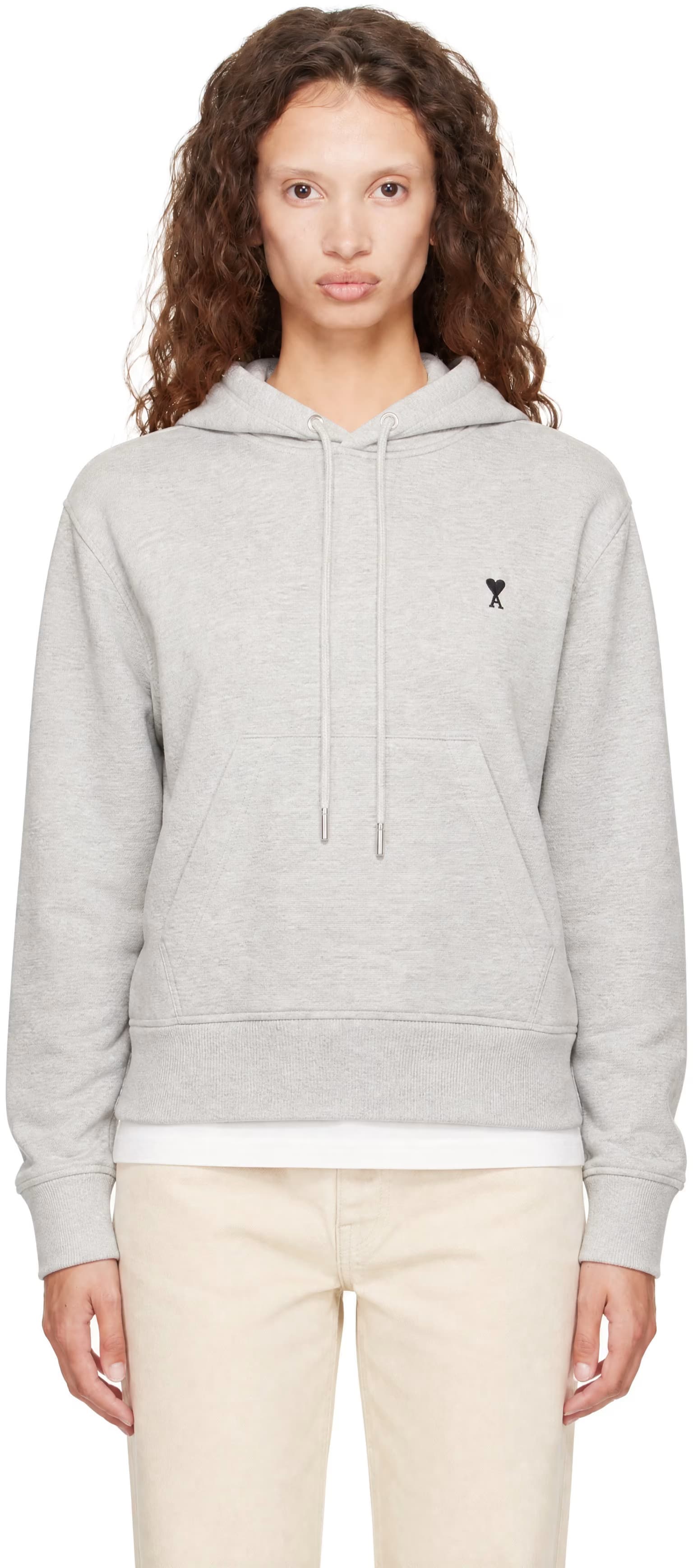 Gray Contrasted Ami de Coeur Hoodie by AMI Paris