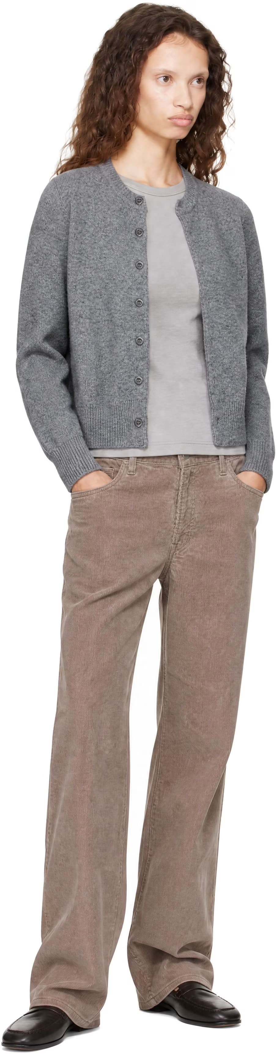Gray Crewneck Knit Cardigan 4