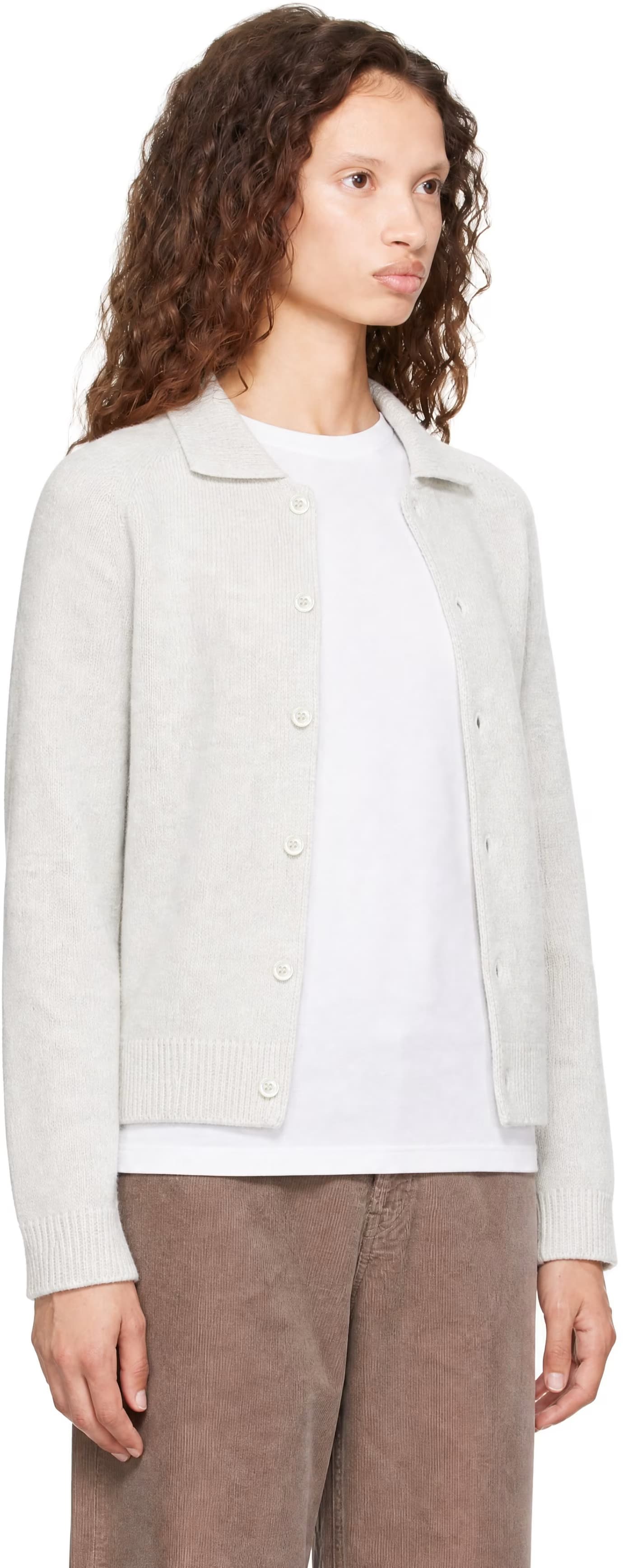 Gray Collared Knit Cardigan 2