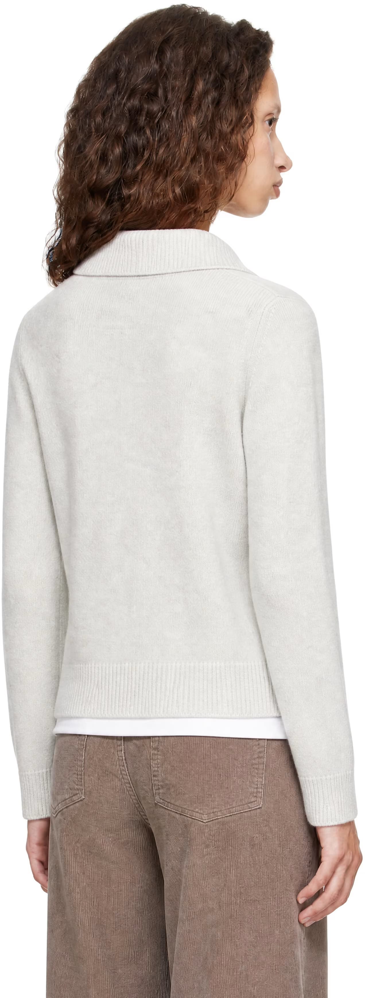 Gray Collared Knit Cardigan 3