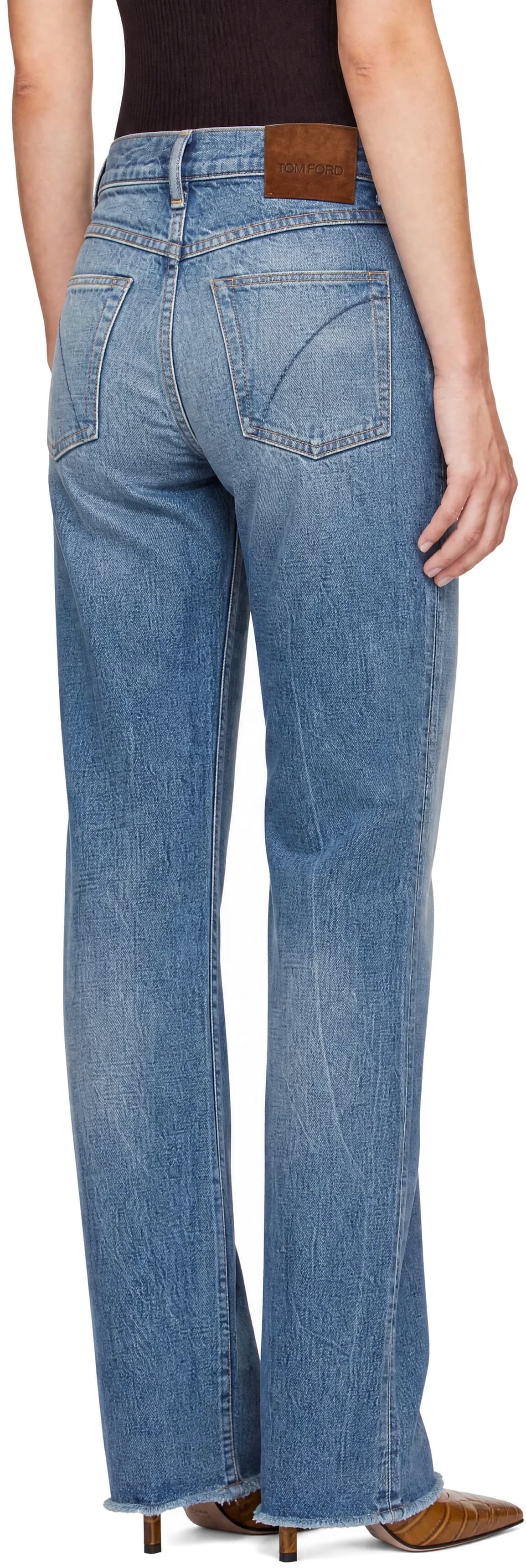 Blue Stonewashed Denim Melanie Straight Jeans 3
