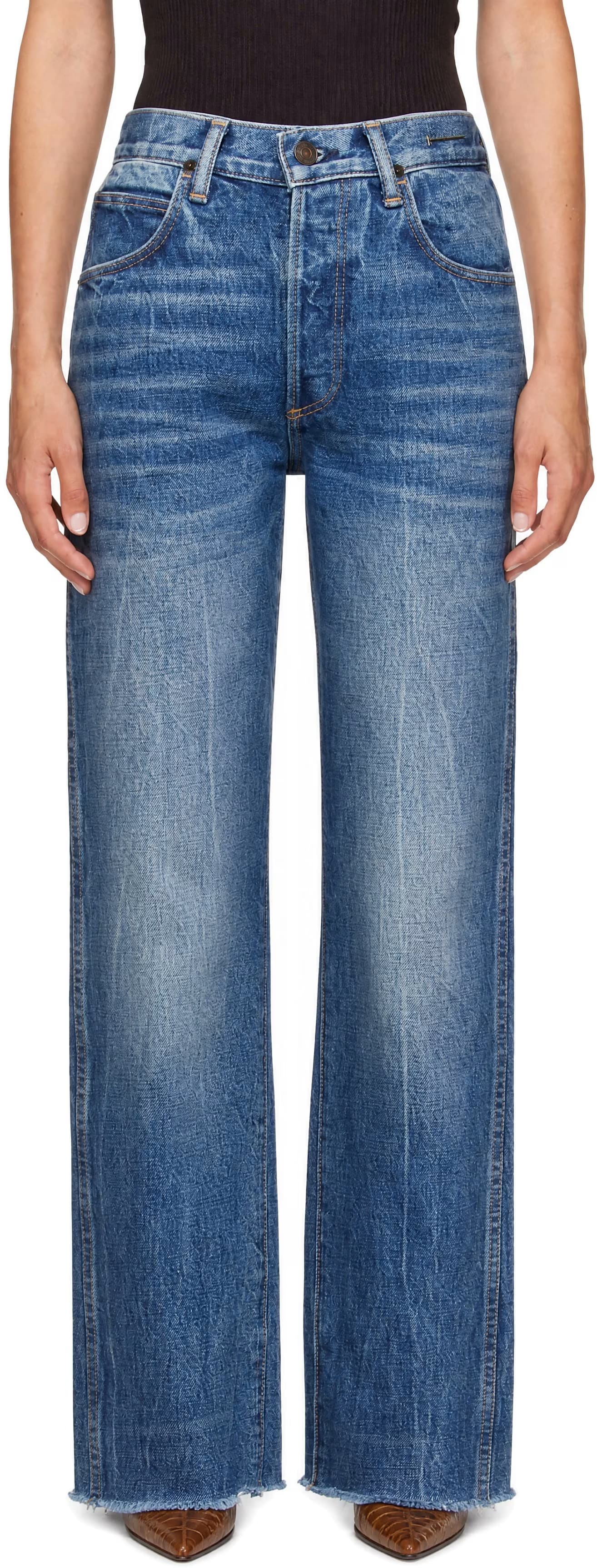 Blue Stonewashed Denim Melanie Straight Jeans by TOM FORD