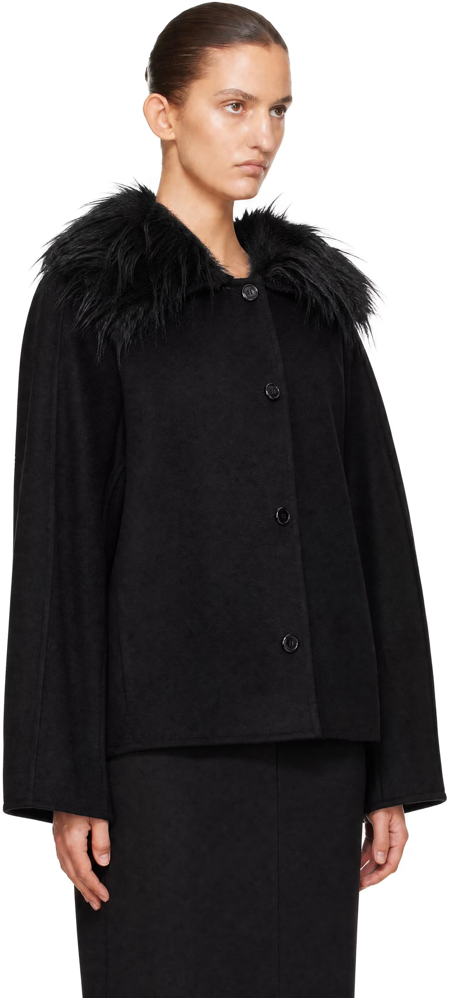 Black Rafe Detachable Faux-Fur Collar Jacket 2