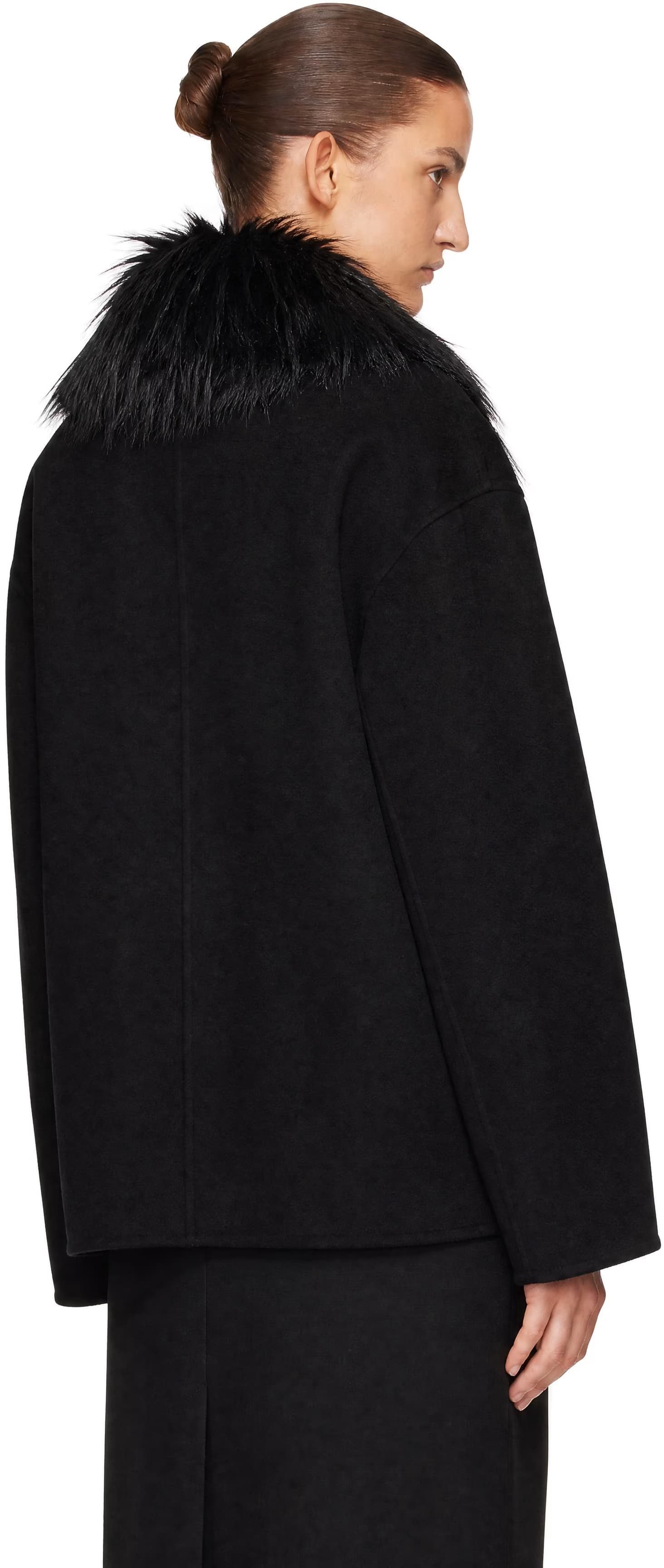 Black Rafe Detachable Faux-Fur Collar Jacket 3