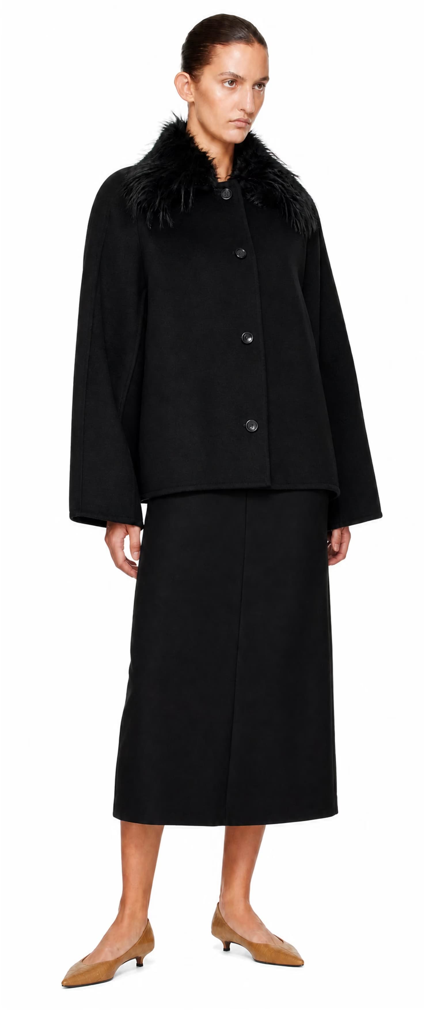 Black Rafe Detachable Faux-Fur Collar Jacket 4