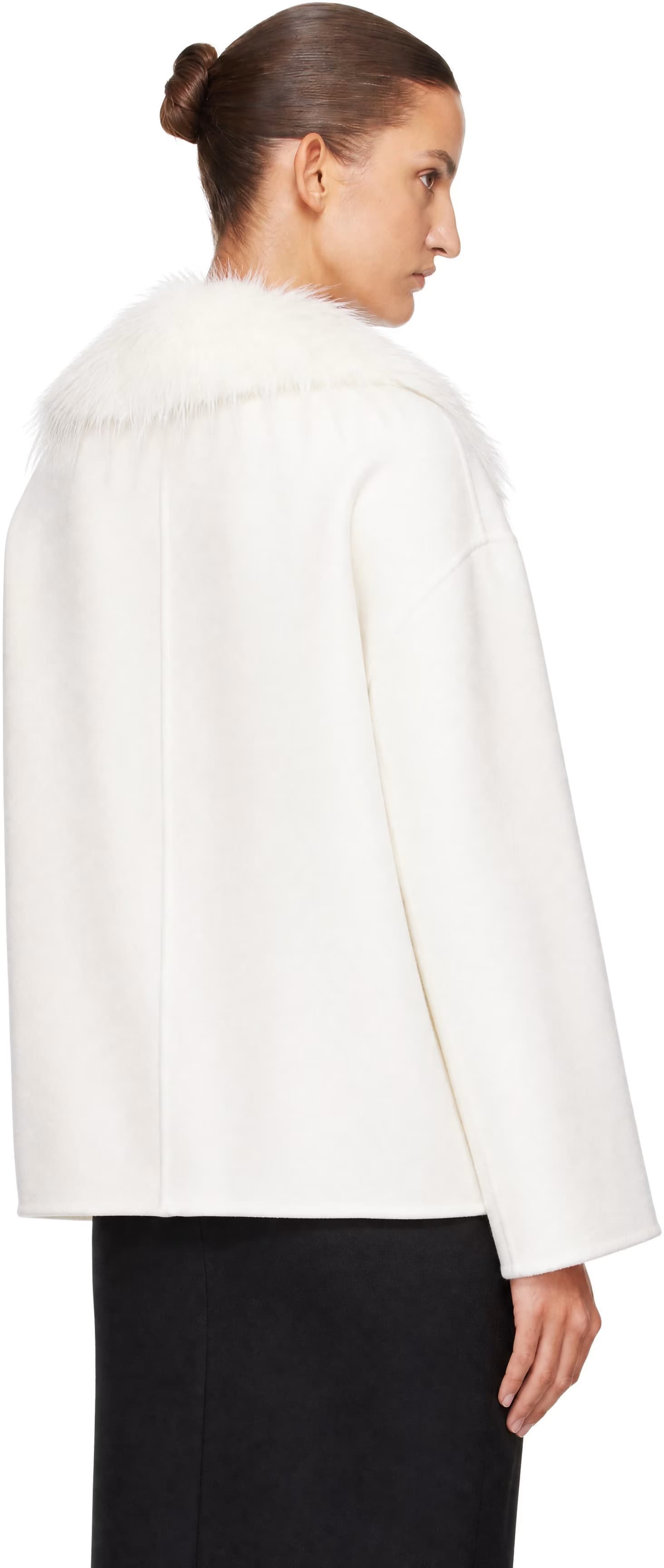 White Rafe Detachable Faux-Fur Collar Jacket by Loulou de Saison