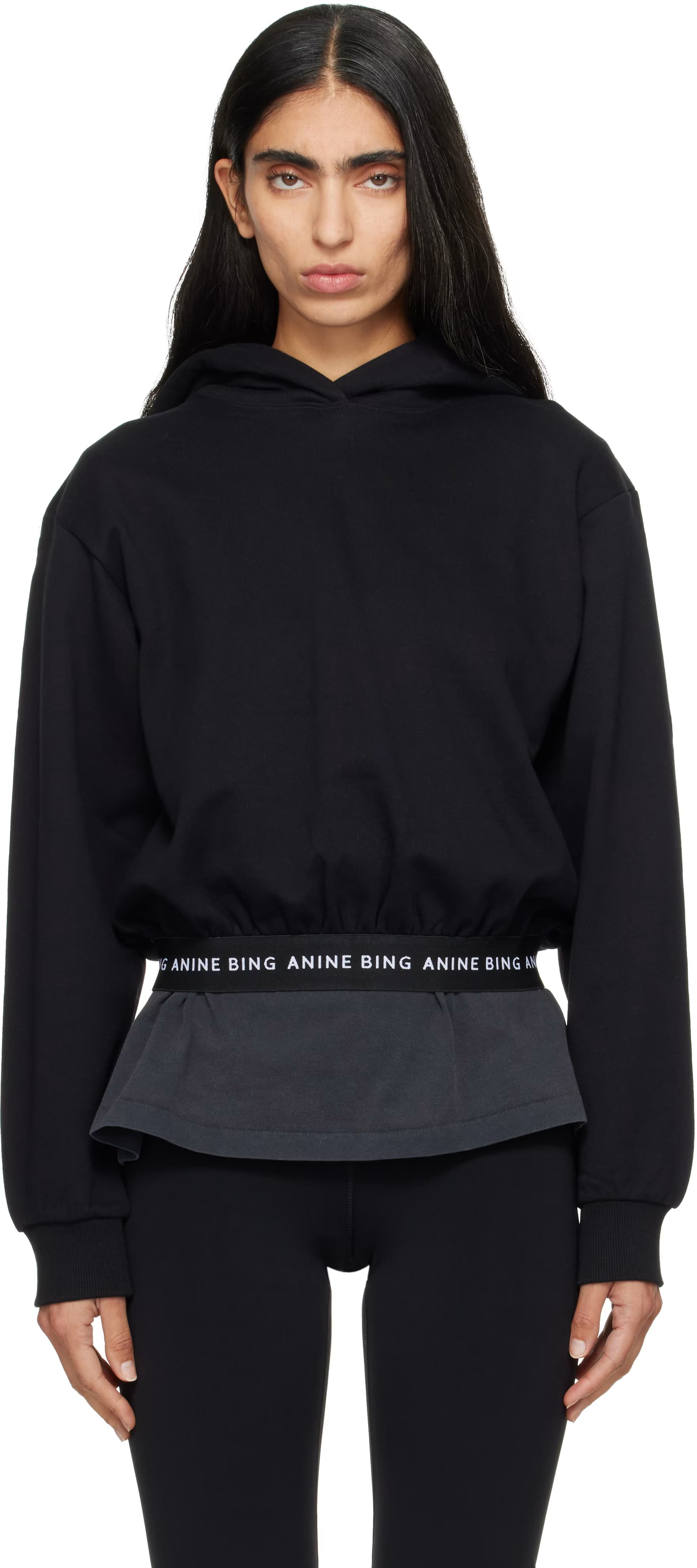 Black Dany Cropped Hoodie by ANINE BING
