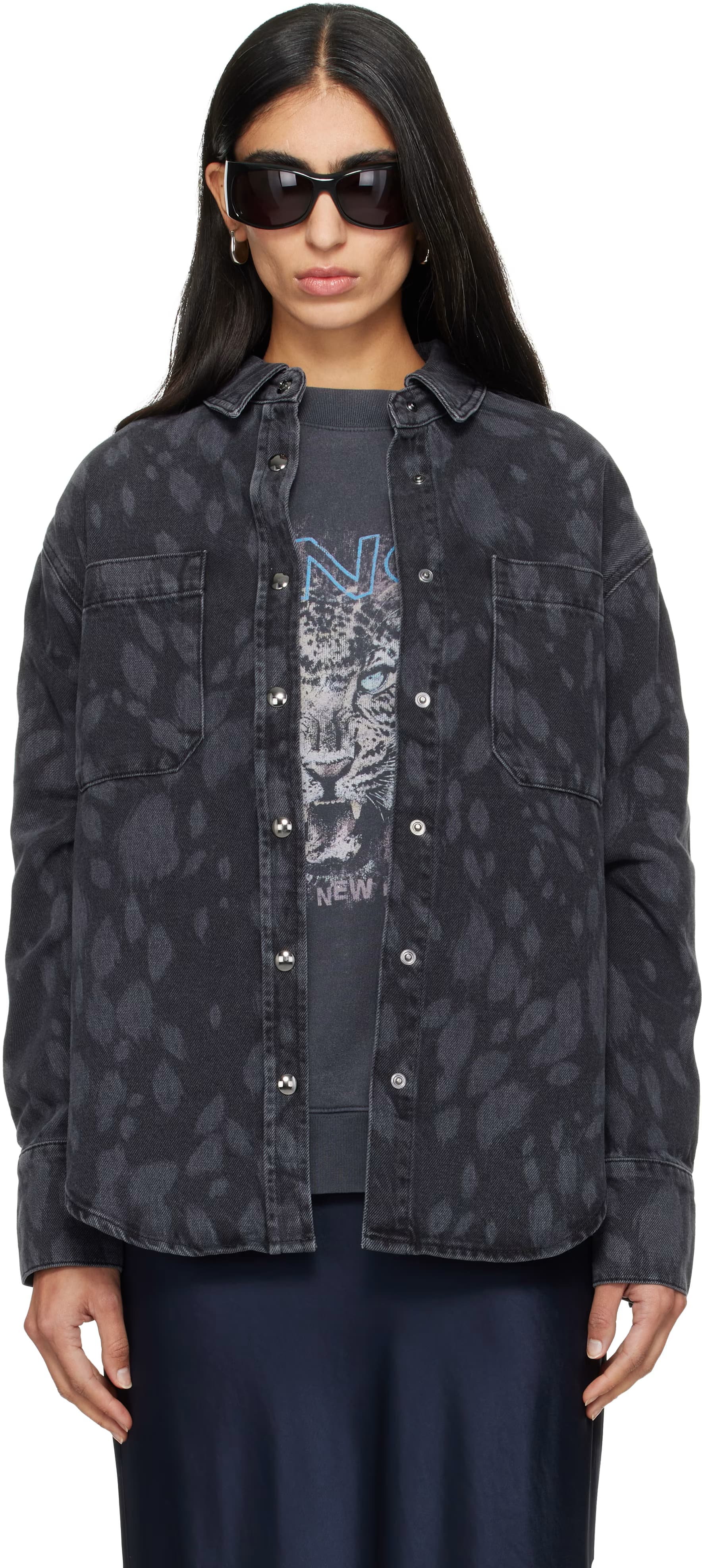 Black Samy Denim Shirt by ANINE BING