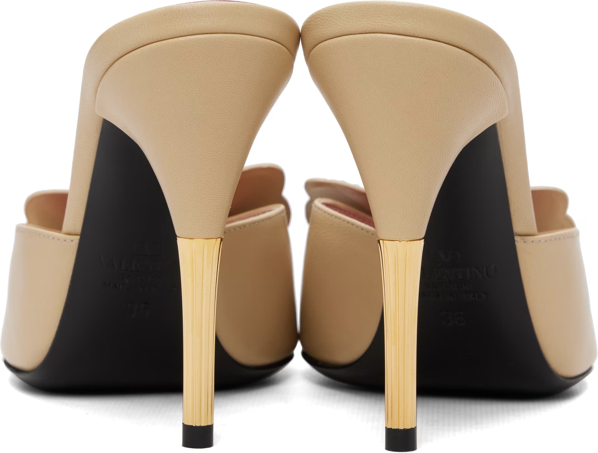 Beige Flutterby Kidskin Slide Heeled Sandals 2