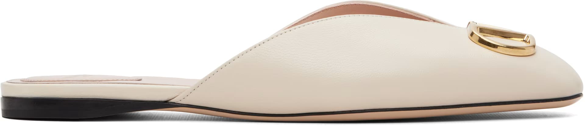 Beige VLogo Signature Nappa Mule Flats by Valentino Garavani