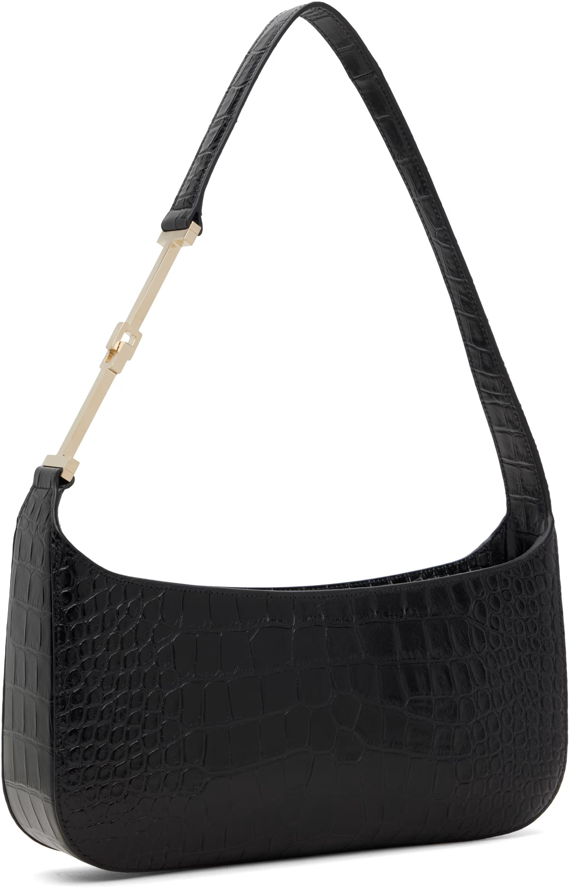 Black Print Crocodile Leather Arc Small Shoulder Bag 3
