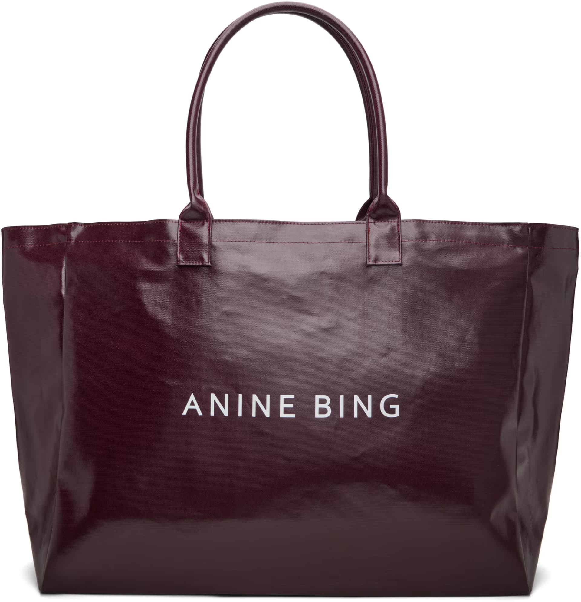 Burgundy Leo Coated Canvas Tote by ANINE BING
