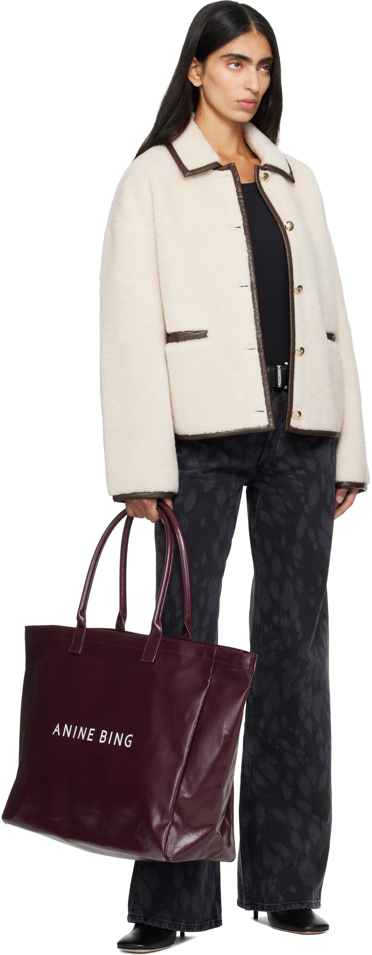 Burgundy Leo Coated Canvas Tote 4