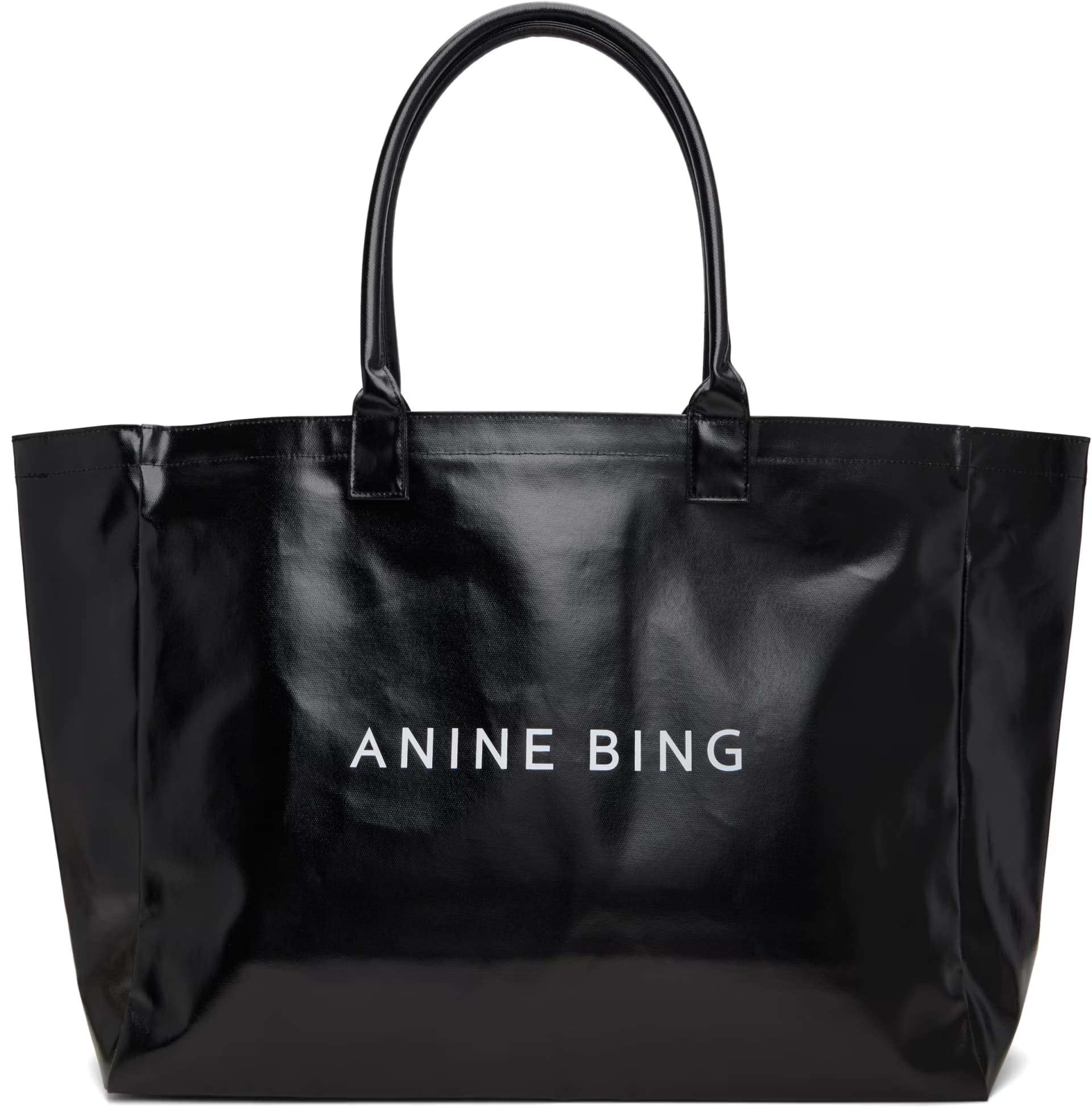 Black Leo Coated Canvas Tote by ANINE BING
