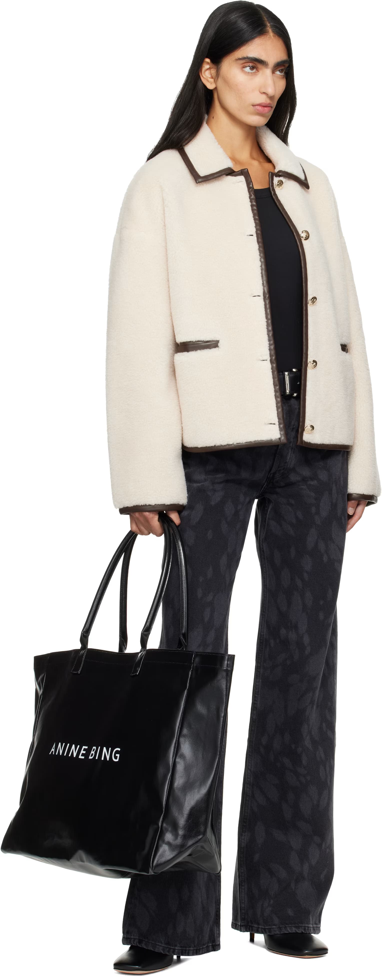 Black Leo Coated Canvas Tote 4
