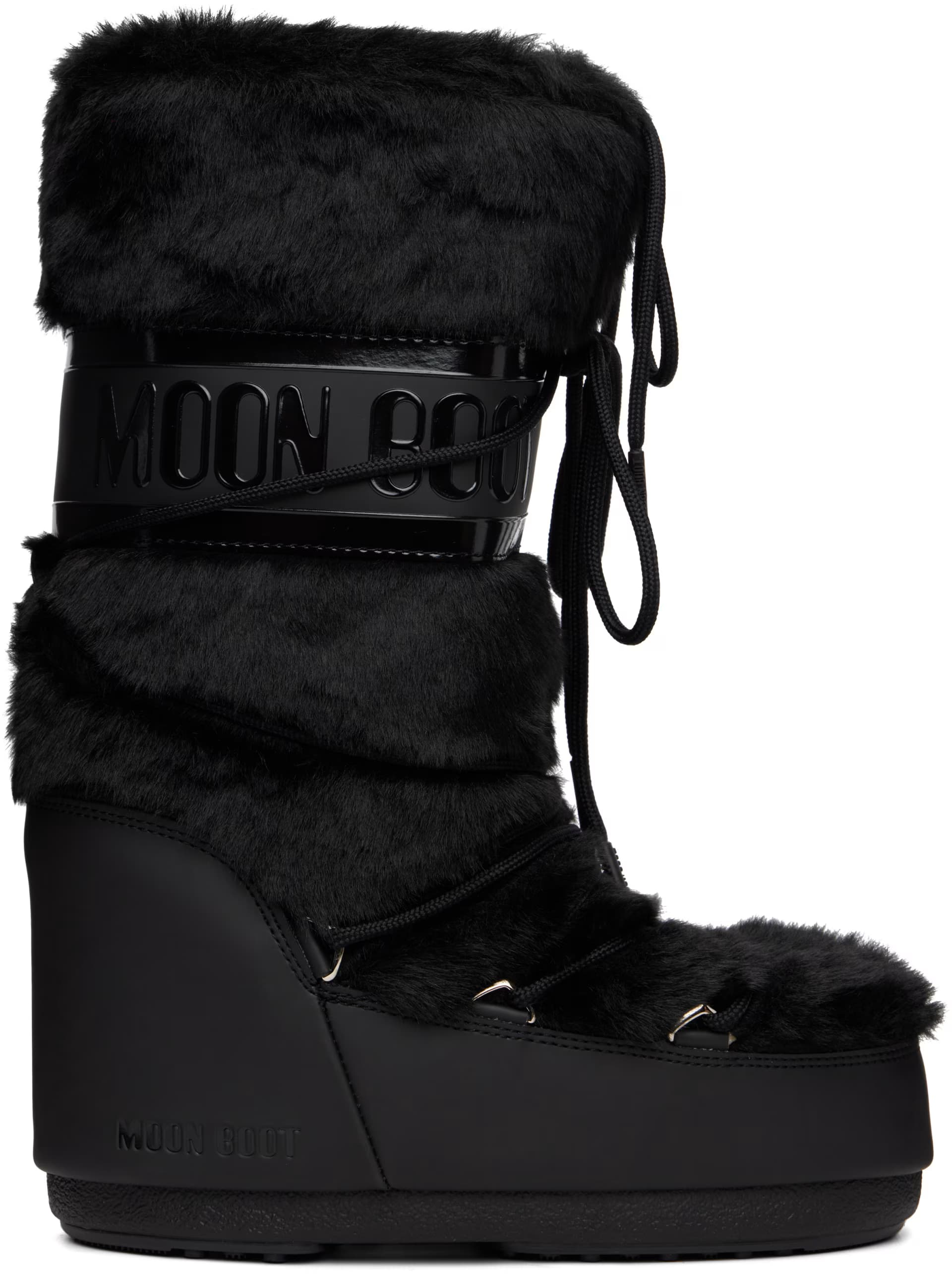 Black Icon Faux-Fur Tall Boots by Moon Boot