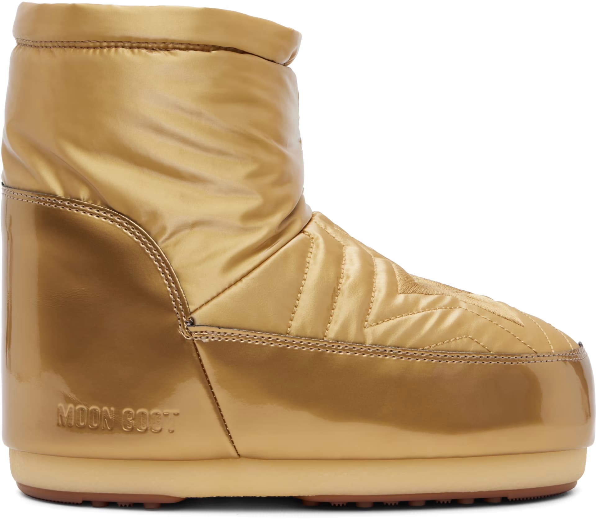 Gold Icon Low No Lace Comet Chrome Boots by Moon Boot