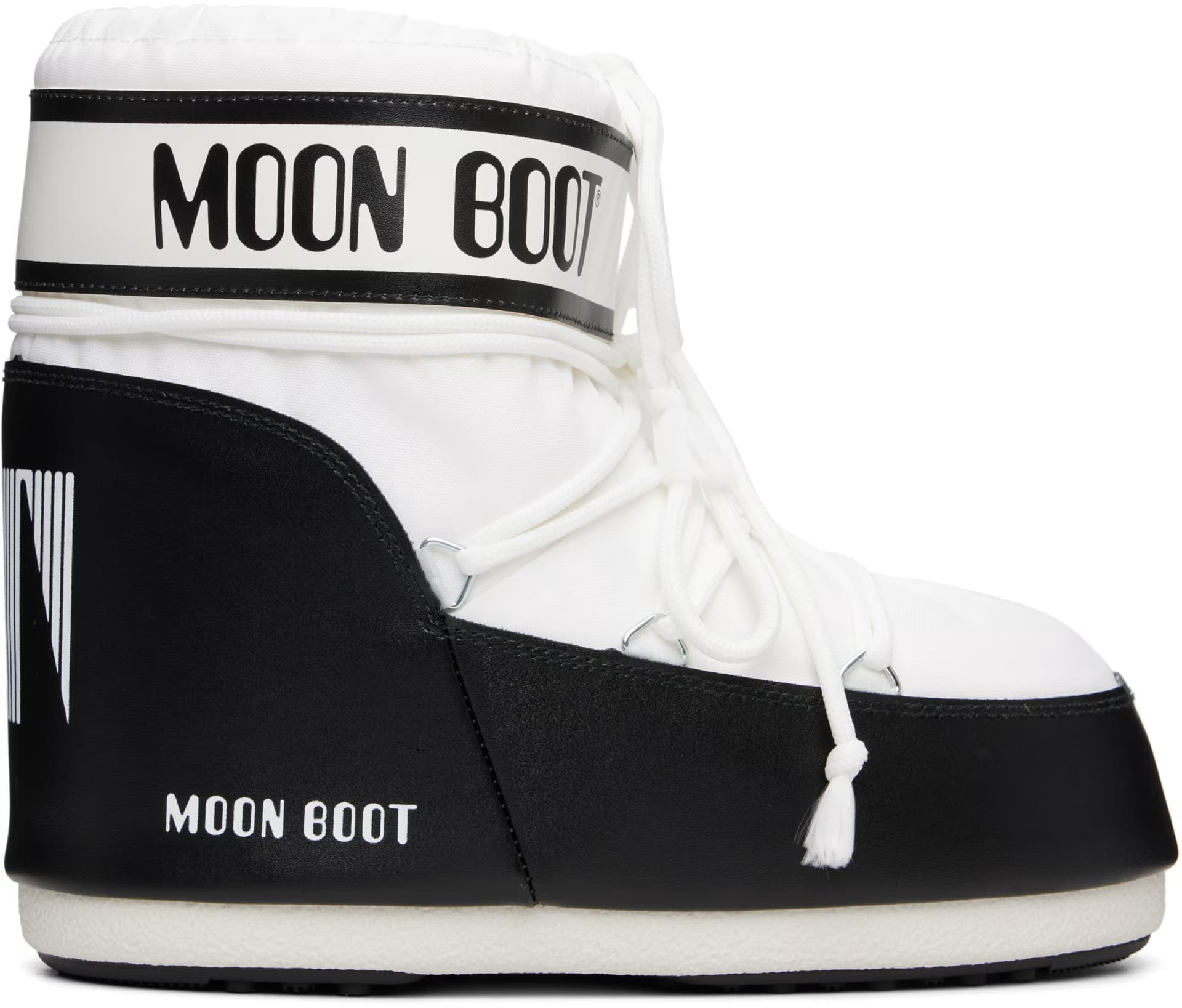 White & Black Icon Low Nylon Boots by Moon Boot