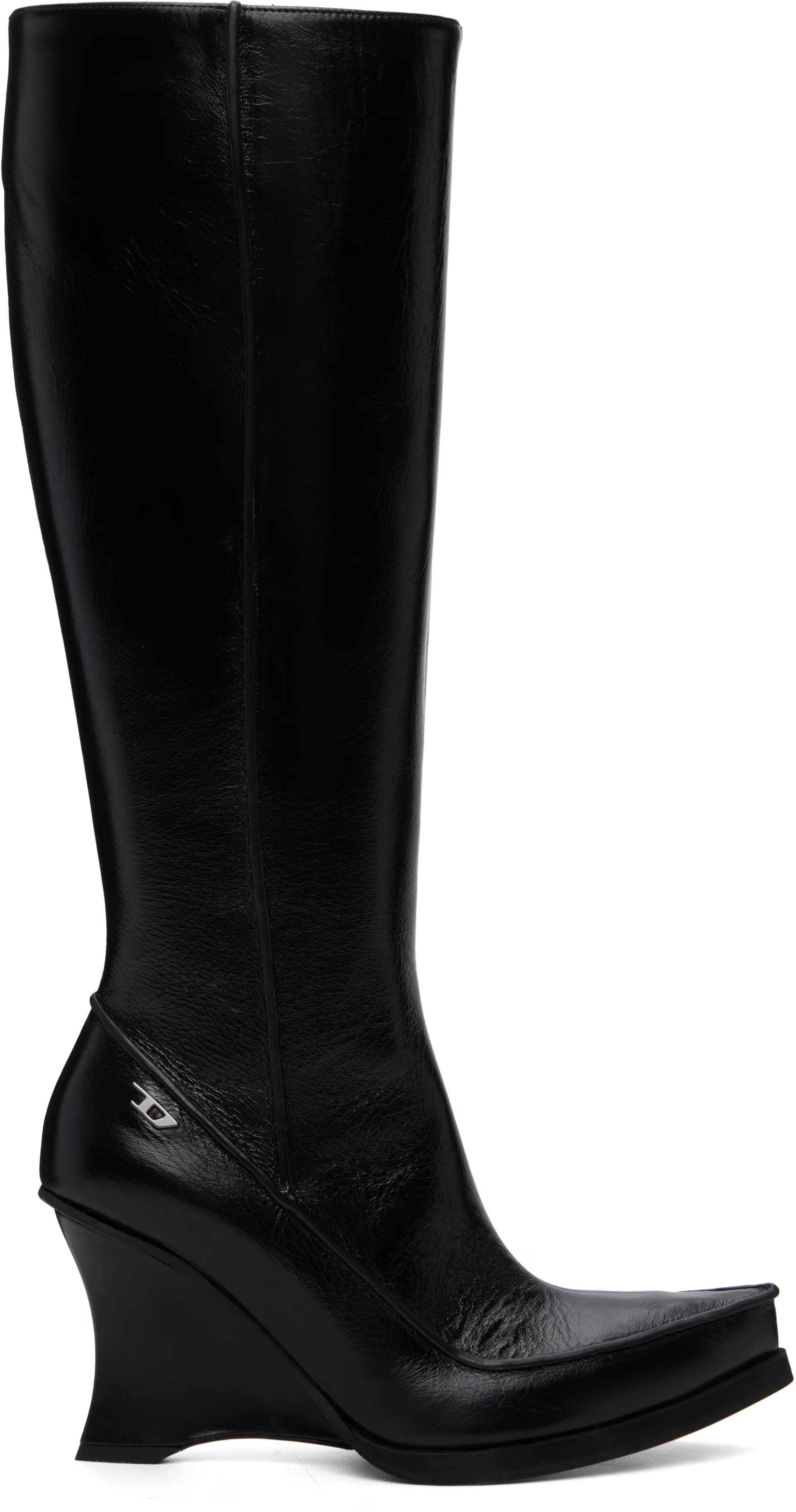 Black D-Lucette-Knee-High Leather Boots by Diesel