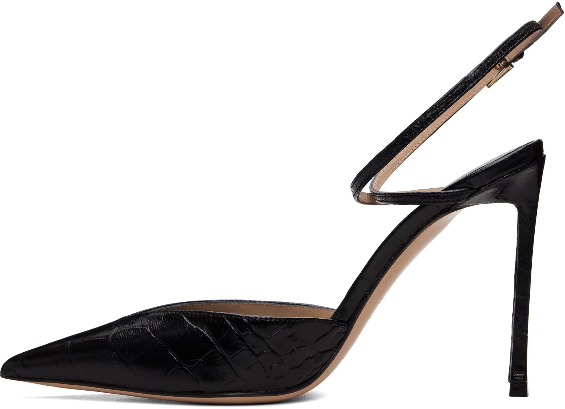 Black Stamped Crocodile Leather Selen Heels 3