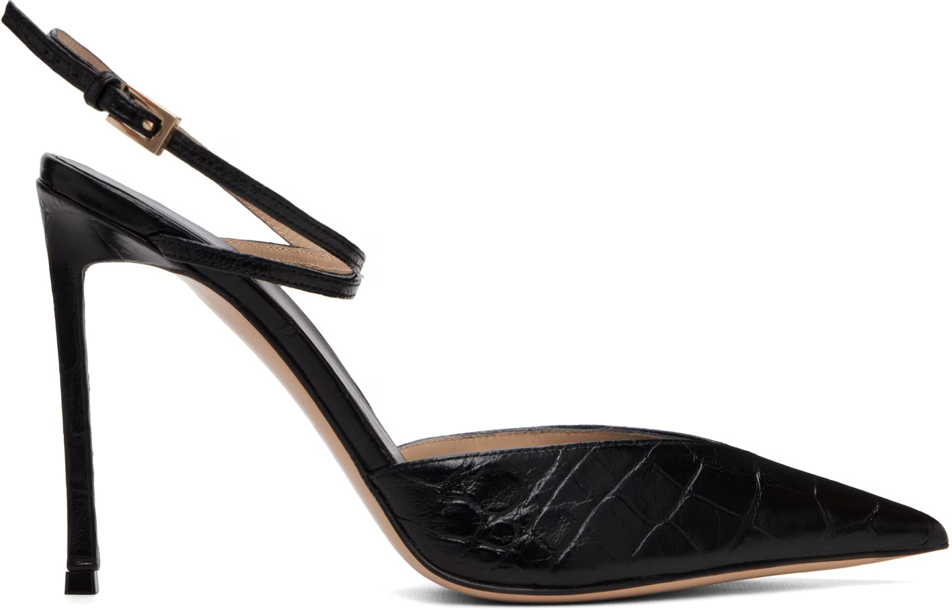 Black Stamped Crocodile Leather Selen Heels by TOM FORD