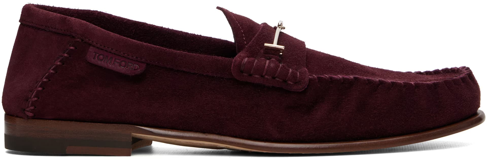 Burgundy Soft Suede Ripley Loafers by TOM FORD
