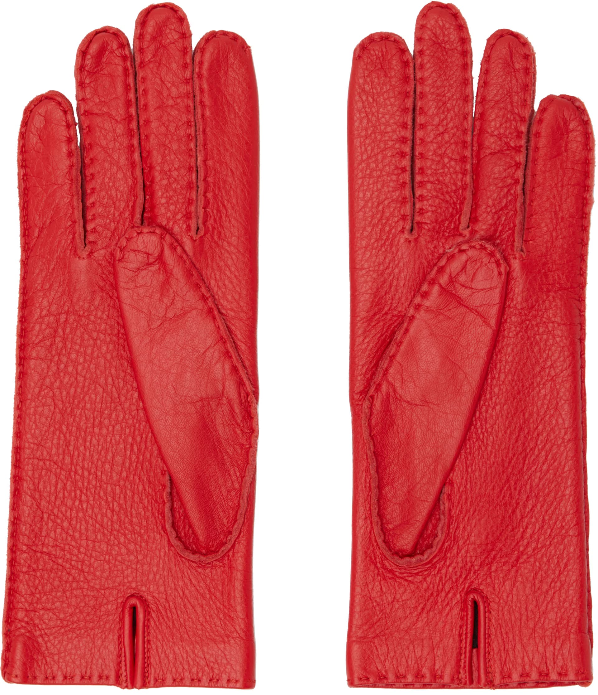 Red Grained Leather Gloves 2