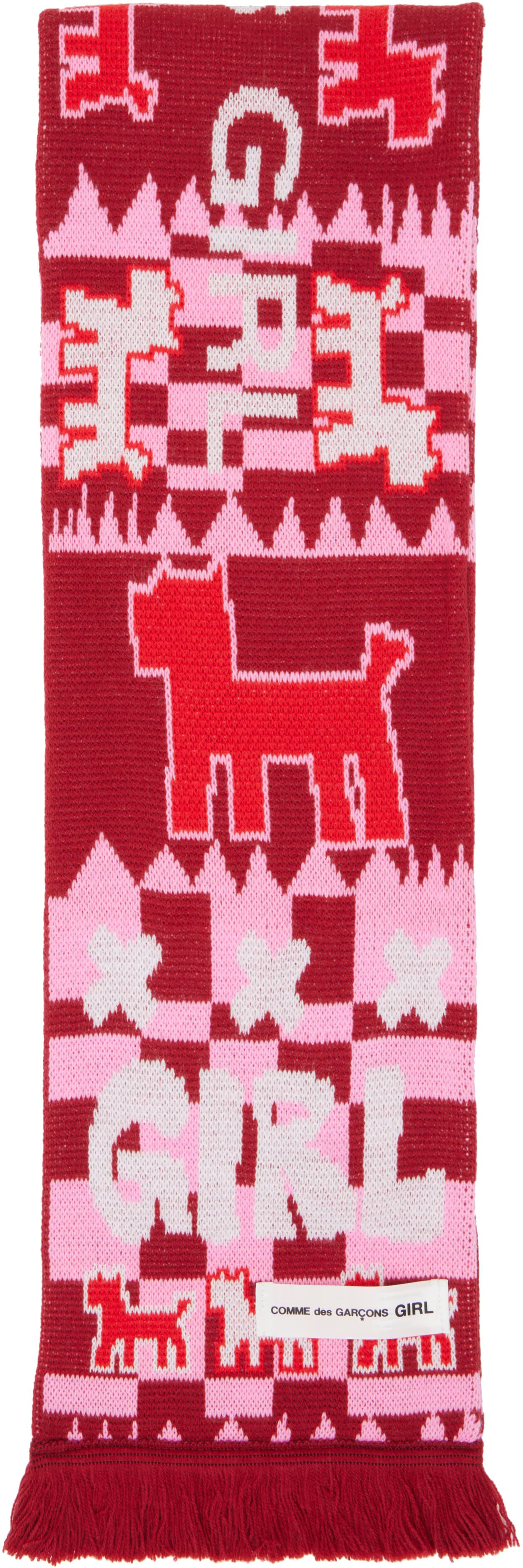Red Knitted Stole Scarf by Comme des Garçons Girl