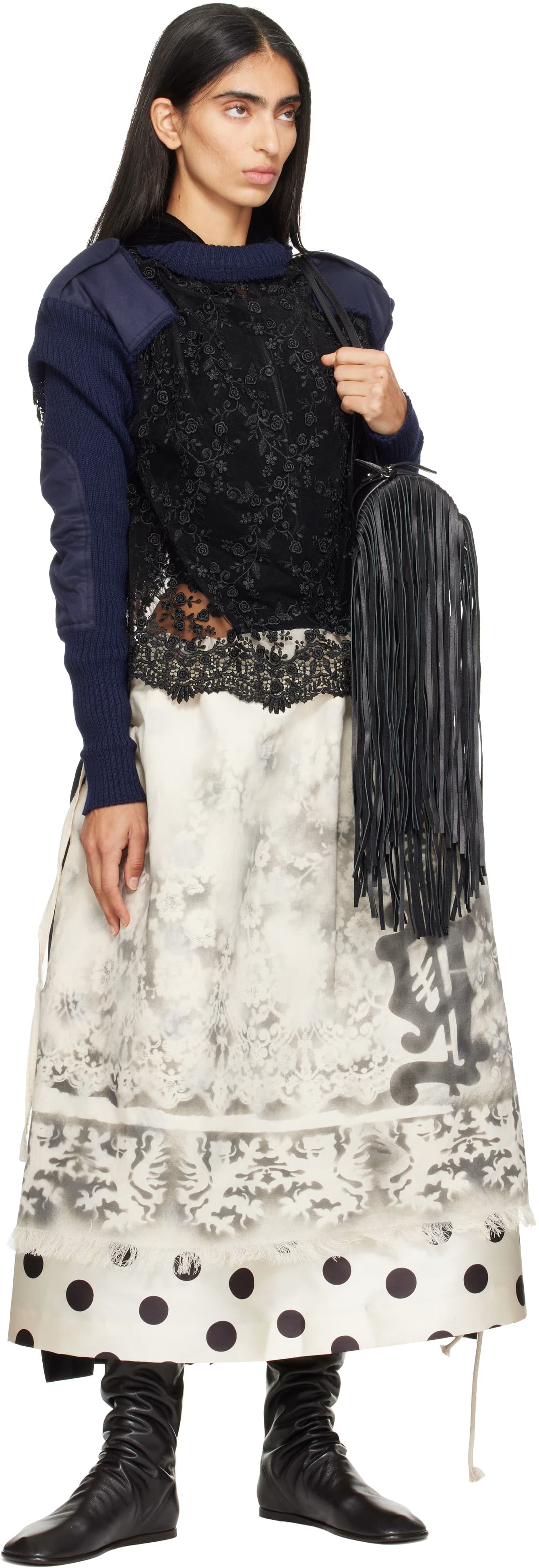 Off-White & Navy Dharma D'Arc Maxi Skirt 4