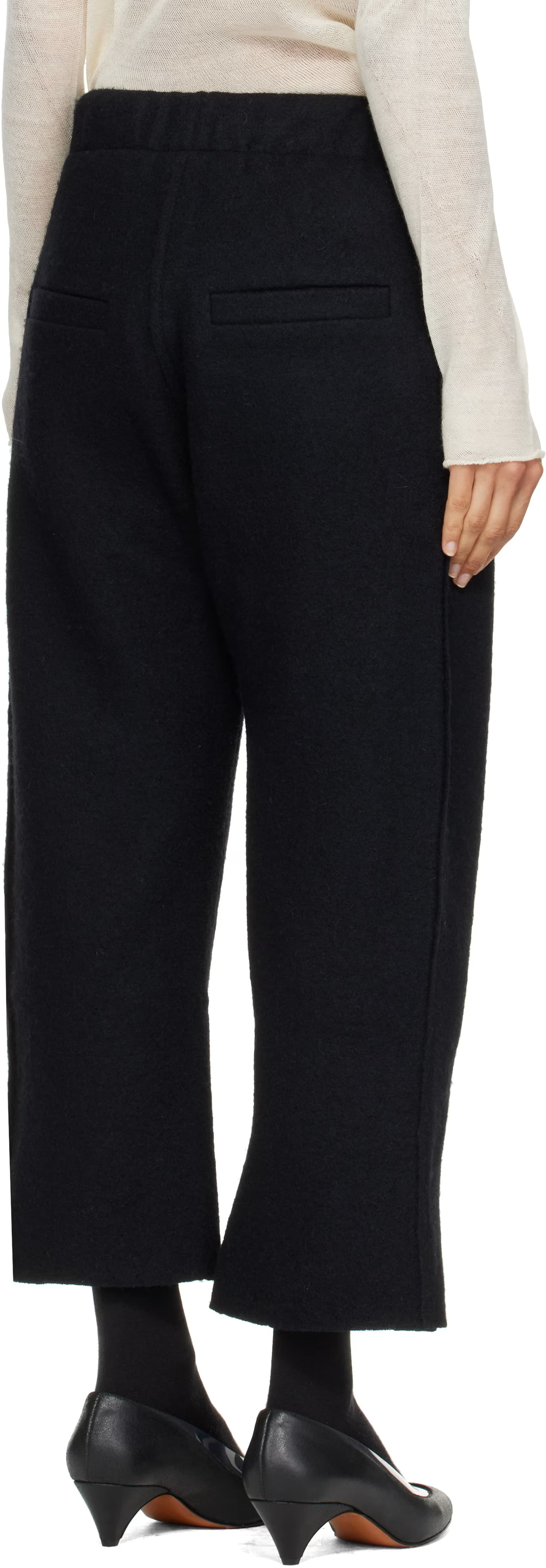 Black Wool Felt Trousers 3