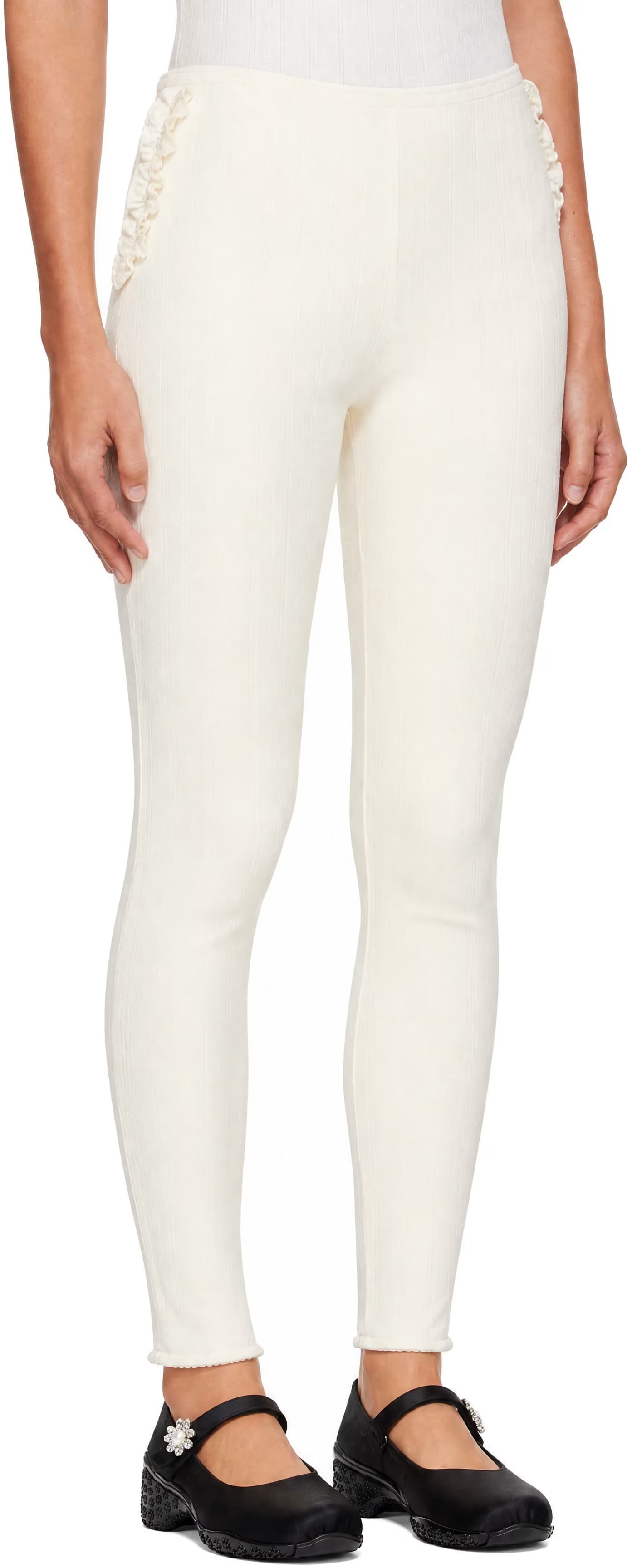 Off-White Pointelle Ruffle Frill Leggings 2