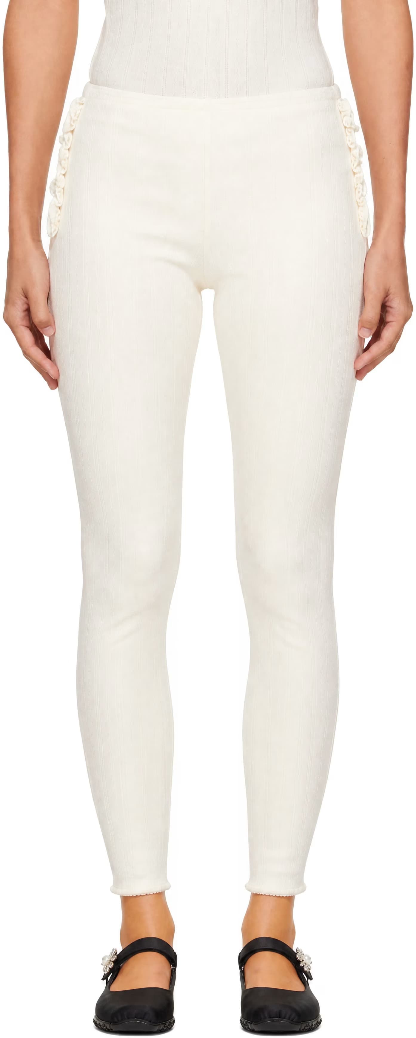 Off-White Pointelle Ruffle Frill Leggings by Off-White