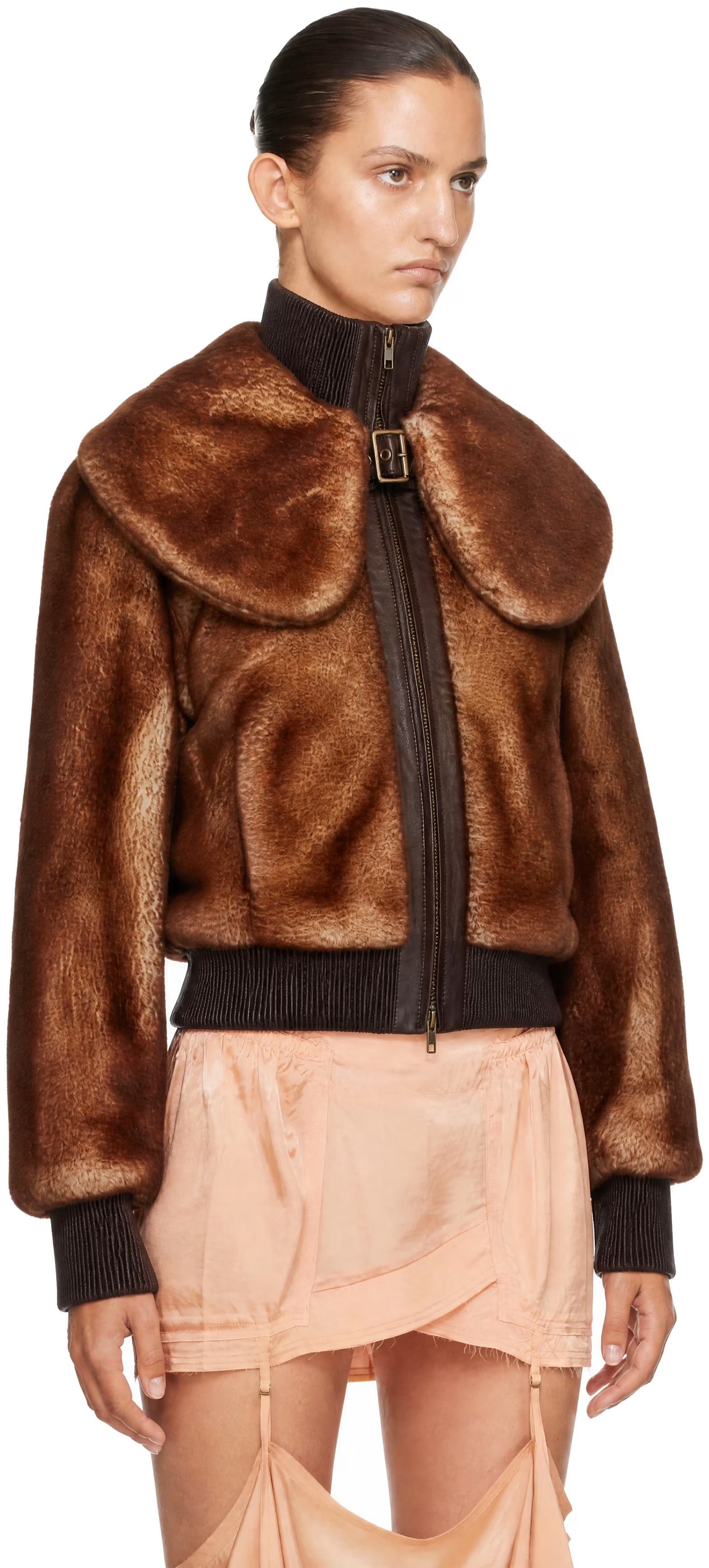 Tan Eliza Shearling Jacket by KNWLS