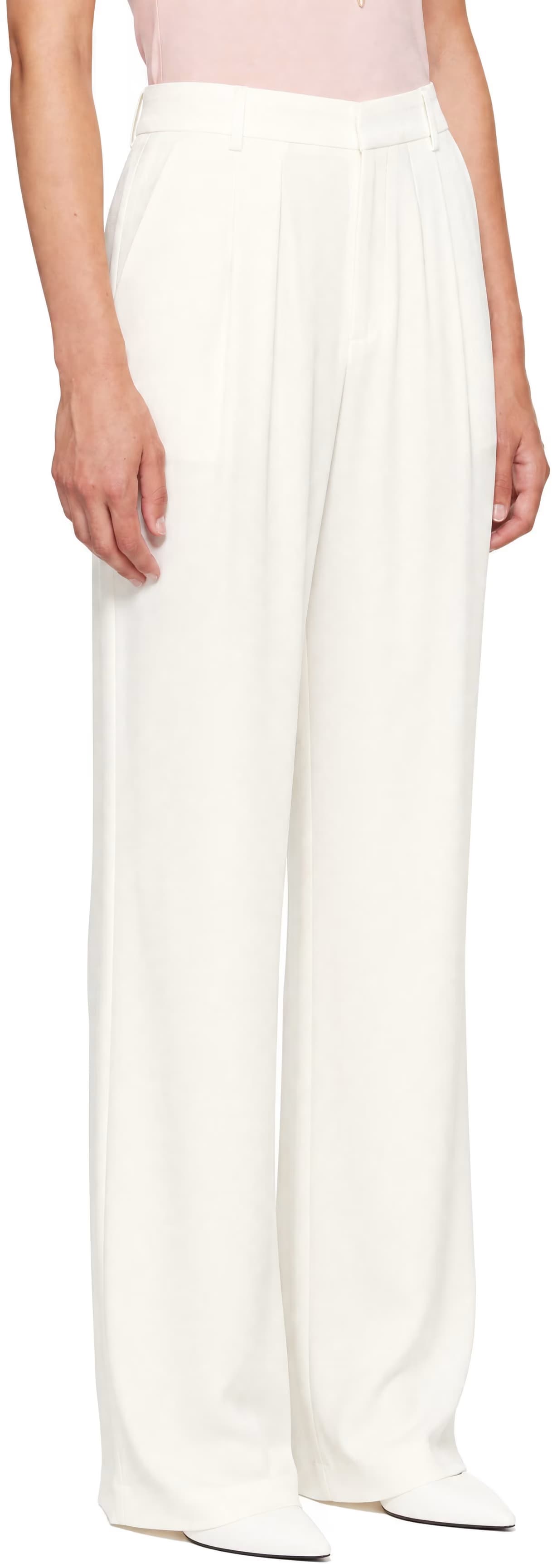 White Relaxed Curved Leg Trousers 2