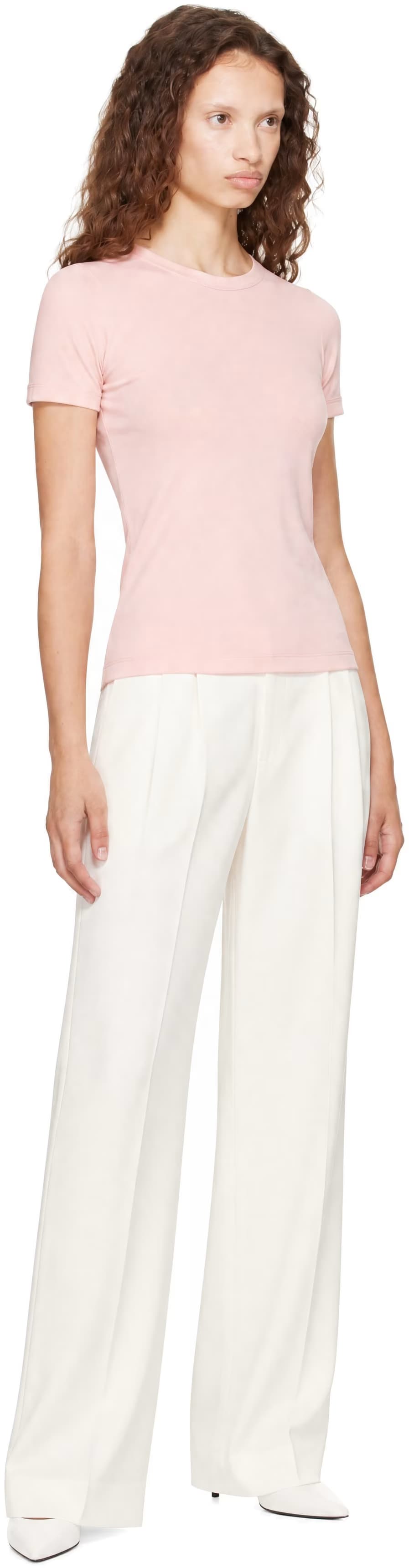 White Relaxed Curved Leg Trousers 4