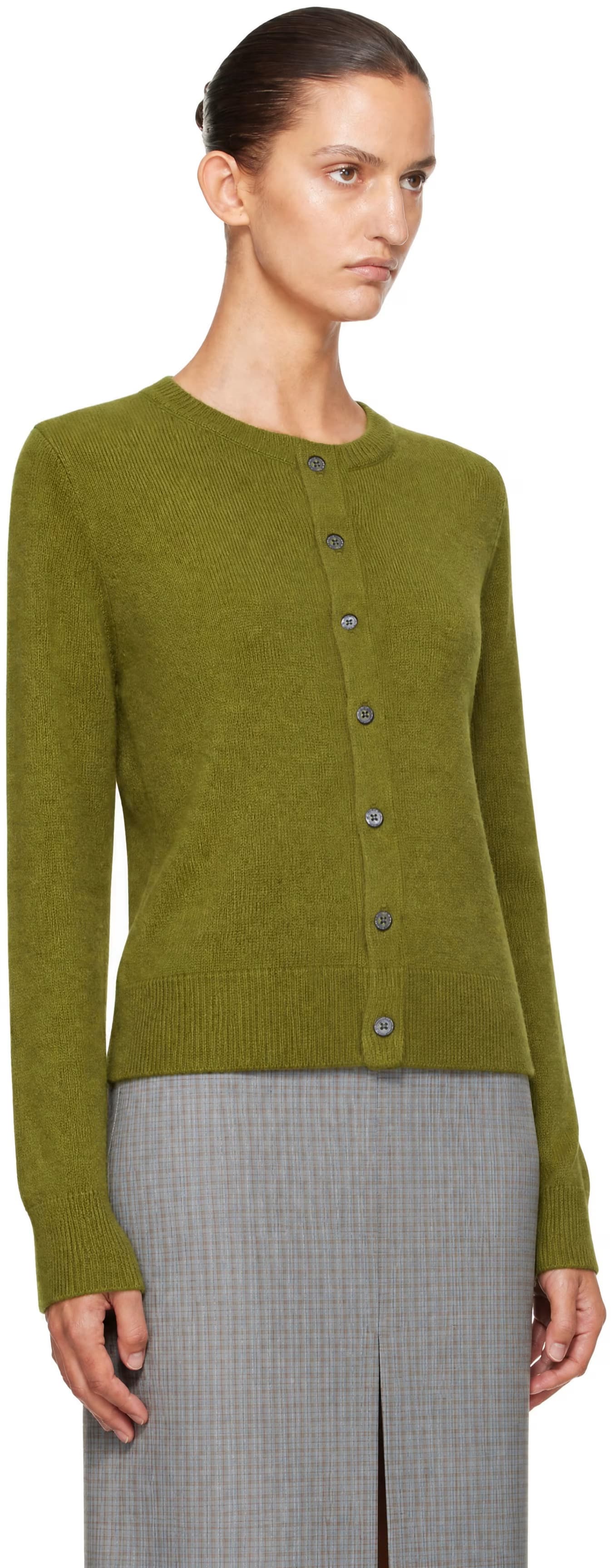 Green Crewneck Knit Cardigan by Dunst