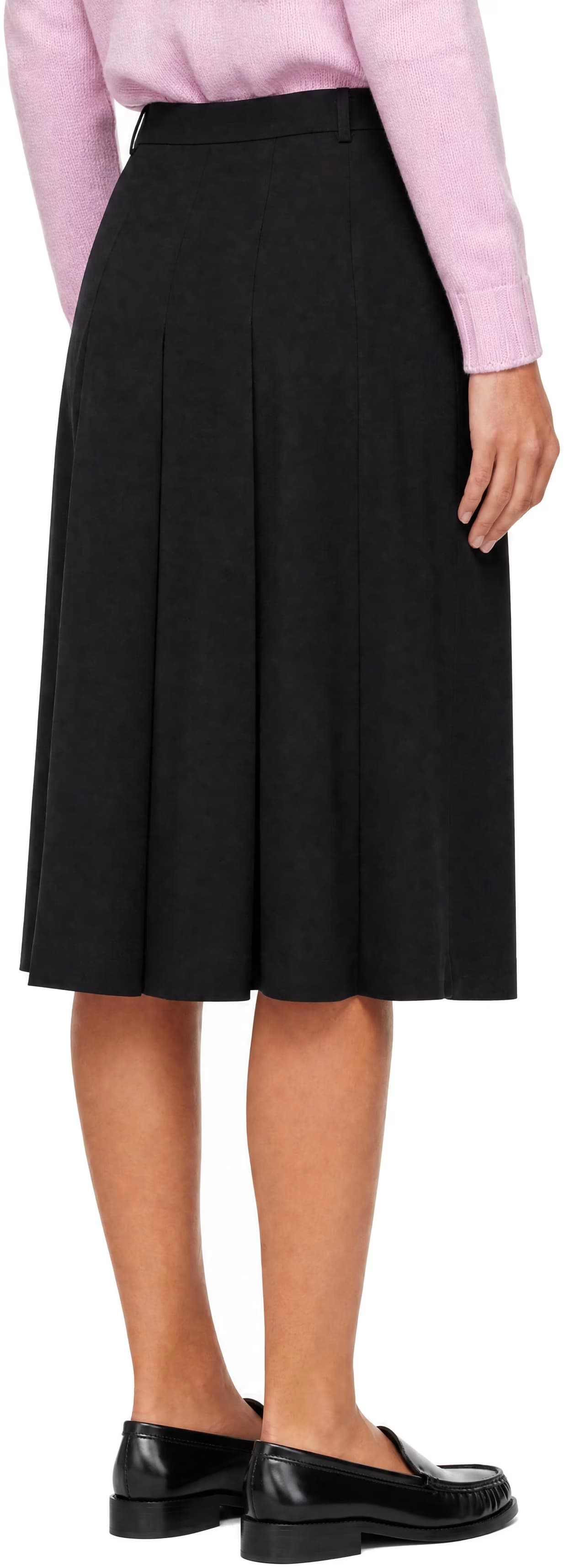 Black Pleats Wrap Midi Skirt 3