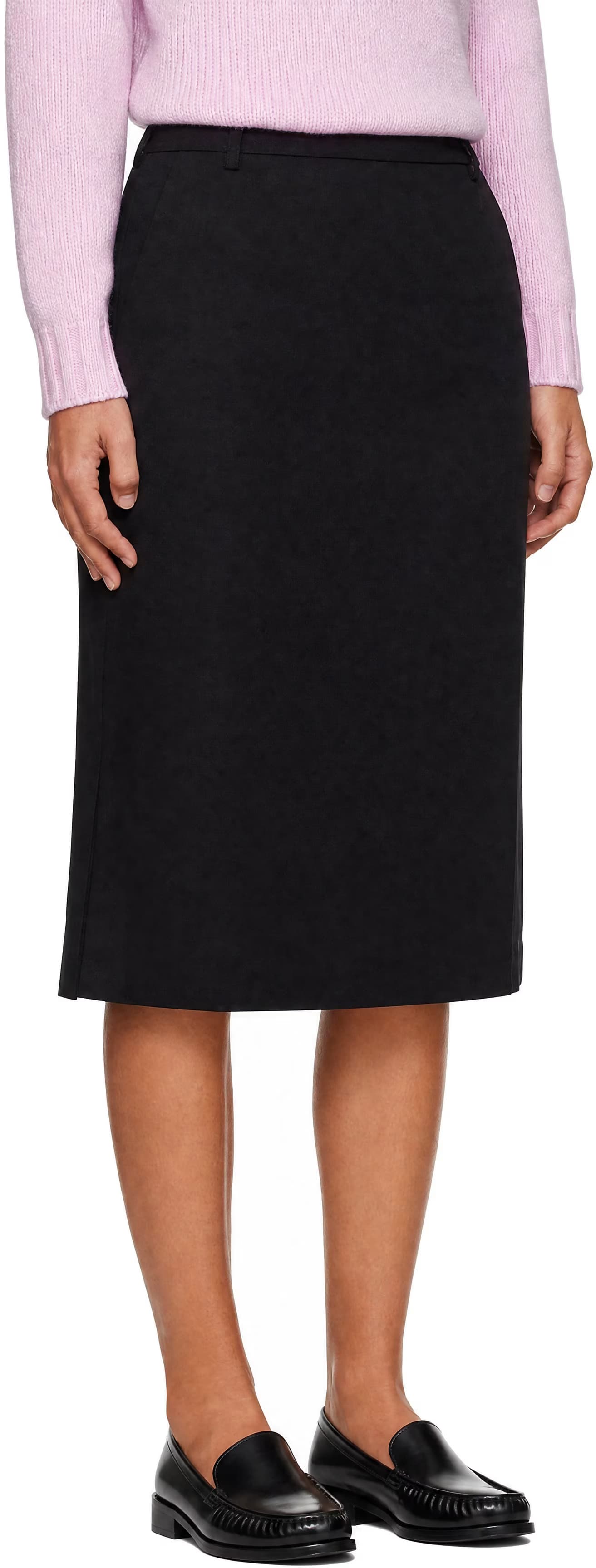 Black Pleats Wrap Midi Skirt 2
