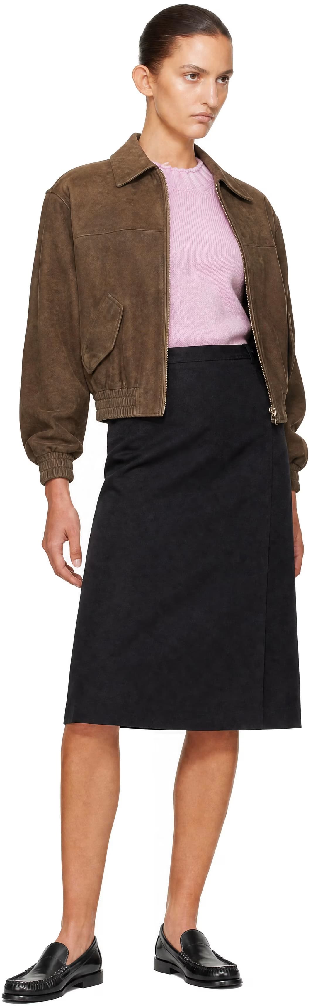 Black Pleats Wrap Midi Skirt 4