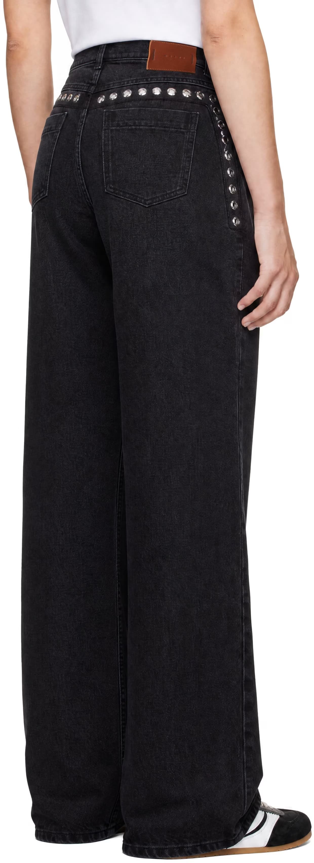 Black Studded Slightly Flare Jeans 3