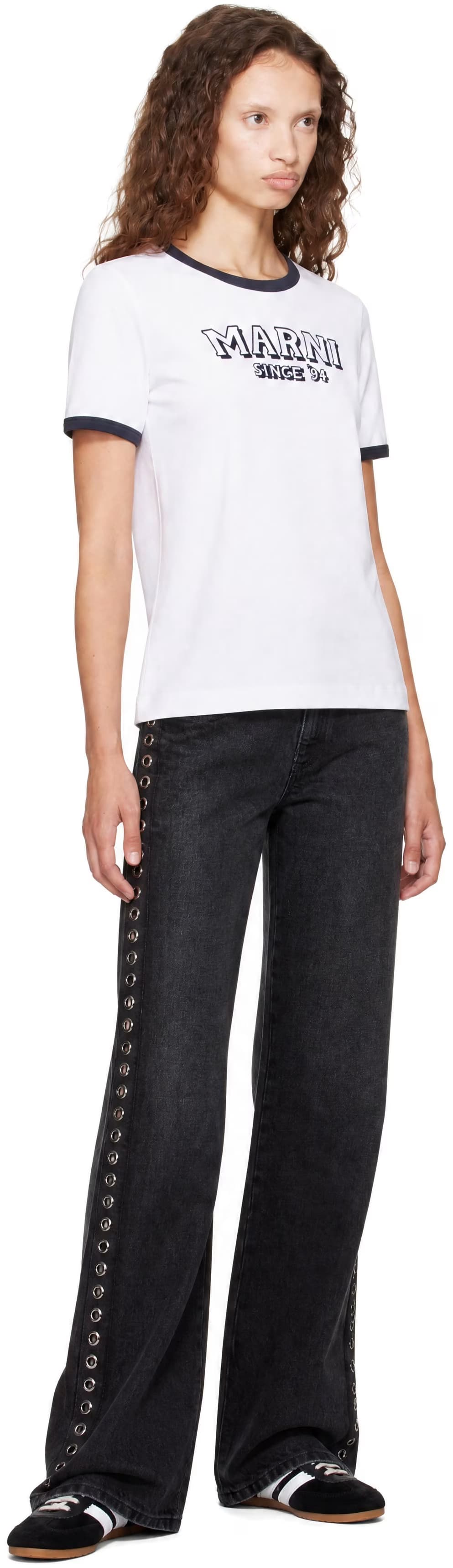 Black Studded Slightly Flare Jeans 4